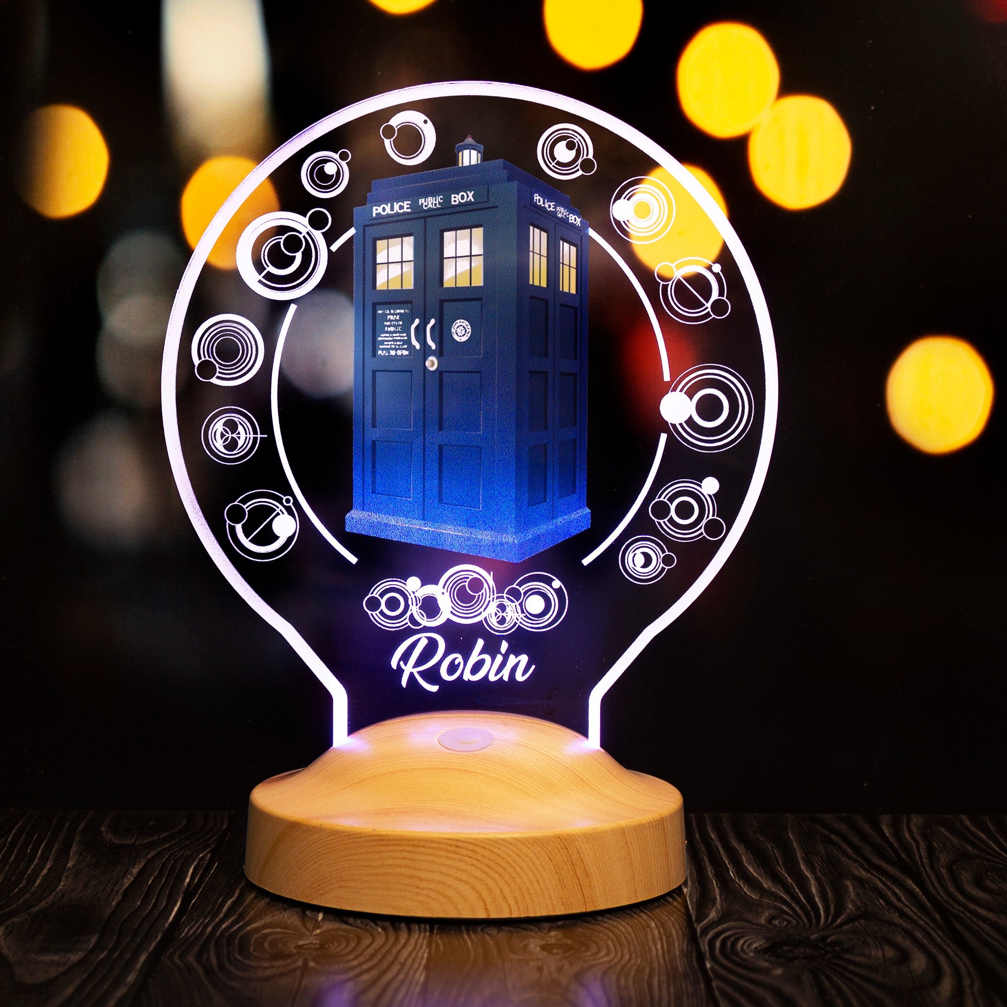 DR WHO TARDIS PERSONALISIERTE 3D LAMPE MIT WUNSCHNAME