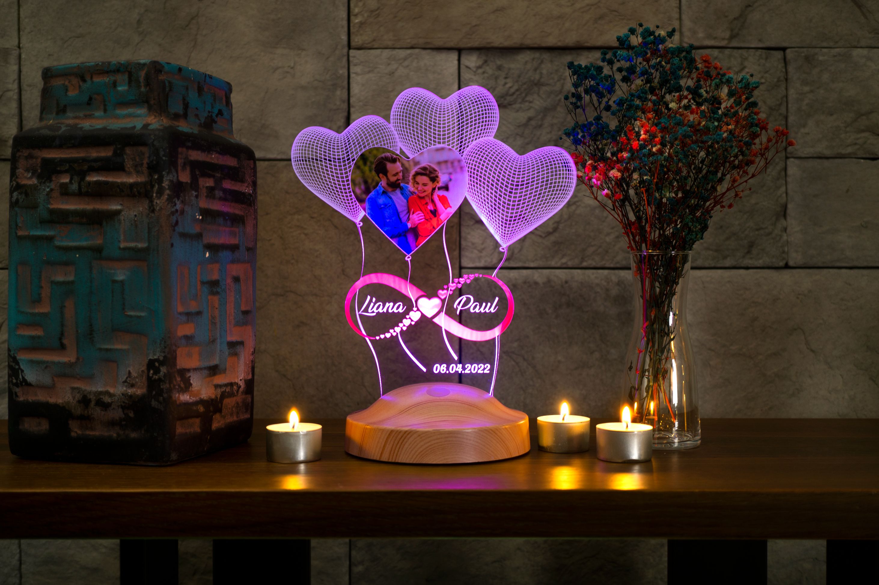 Foto Lampe mit Wunschtext & Bild Nachtlicht Unendliche Liebe