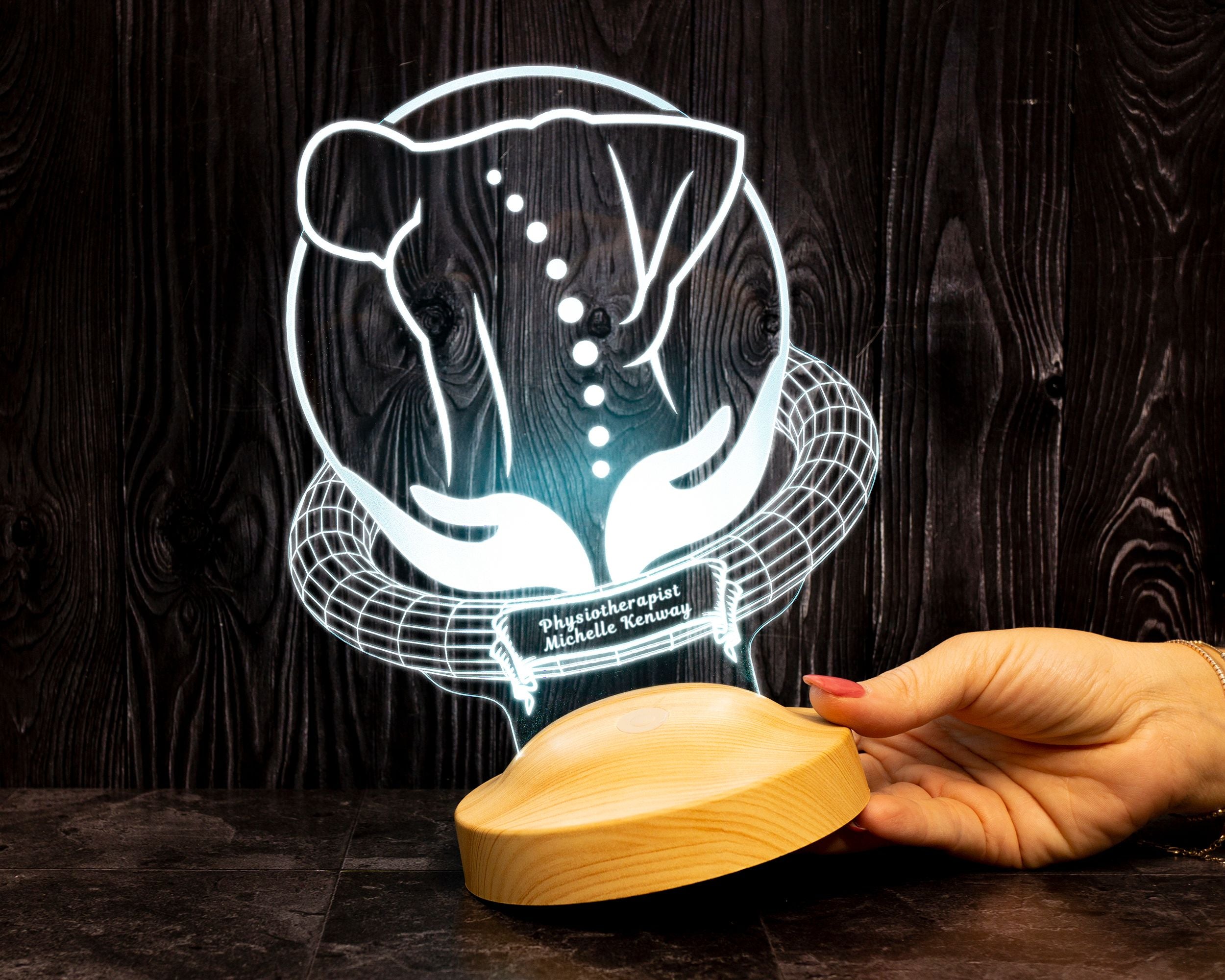 3D Physio Led Lampe mit Namensgravur, Dankeschön für Physiotherapeuten, Weihnachtsgeschenke für Physiotherapeuten, Physiotherapeut Geschenk
