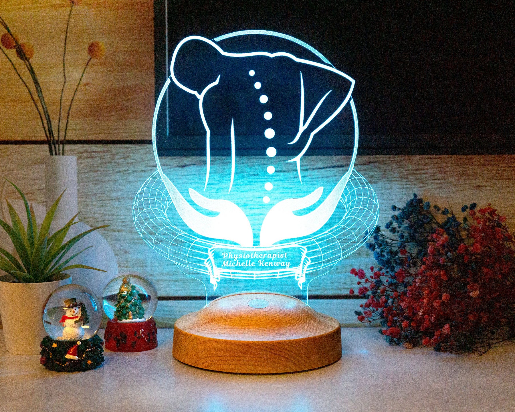 3D Physio Led Lampe mit Namensgravur, Dankeschön für Physiotherapeuten, Physiotherapeut Geschenk