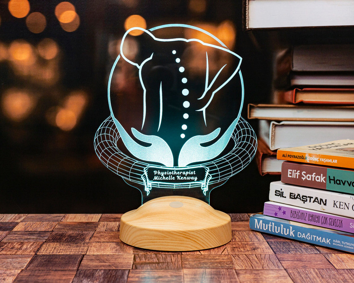 3D Physio Led Lampe mit Namensgravur, Dankeschön für Physiotherapeuten, Physiotherapeut Geschenk
