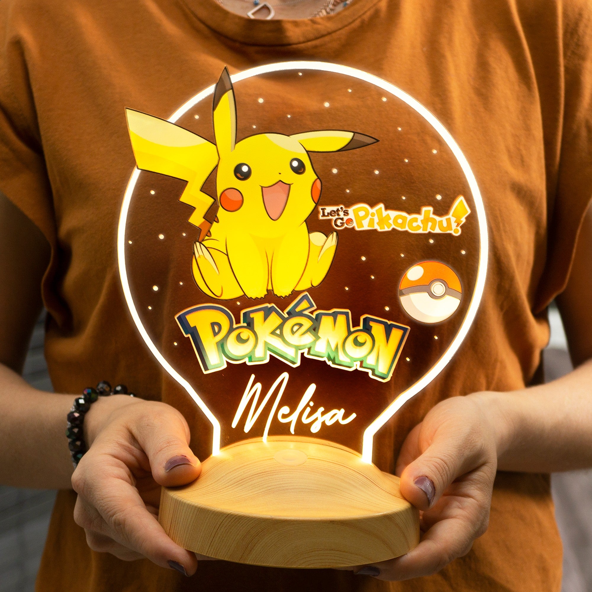 Personalisierte Kinderzimmer Lampe mit UV Druck Pikachu