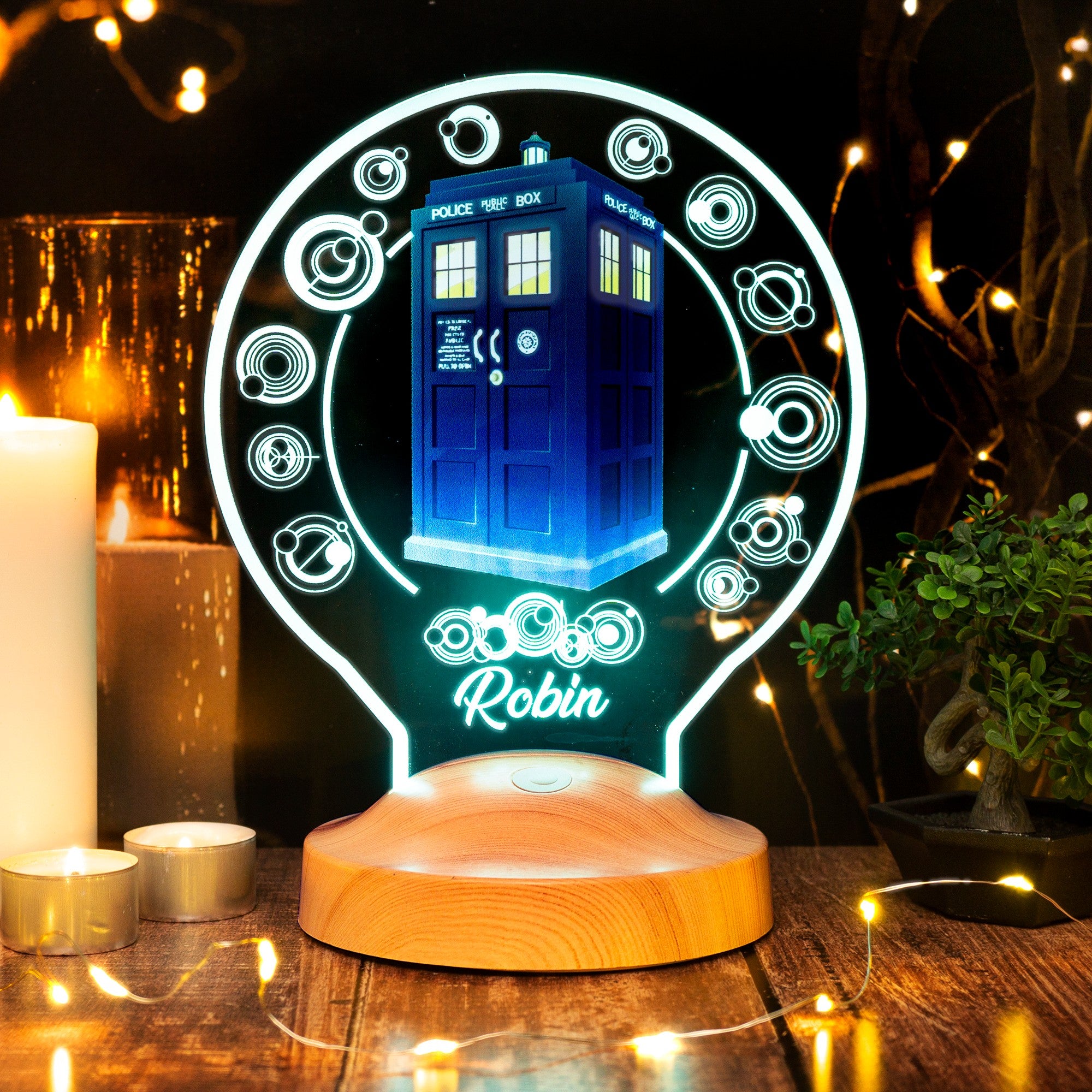 DR WHO TARDIS PERSONALISIERTE 3D LAMPE MIT WUNSCHNAME