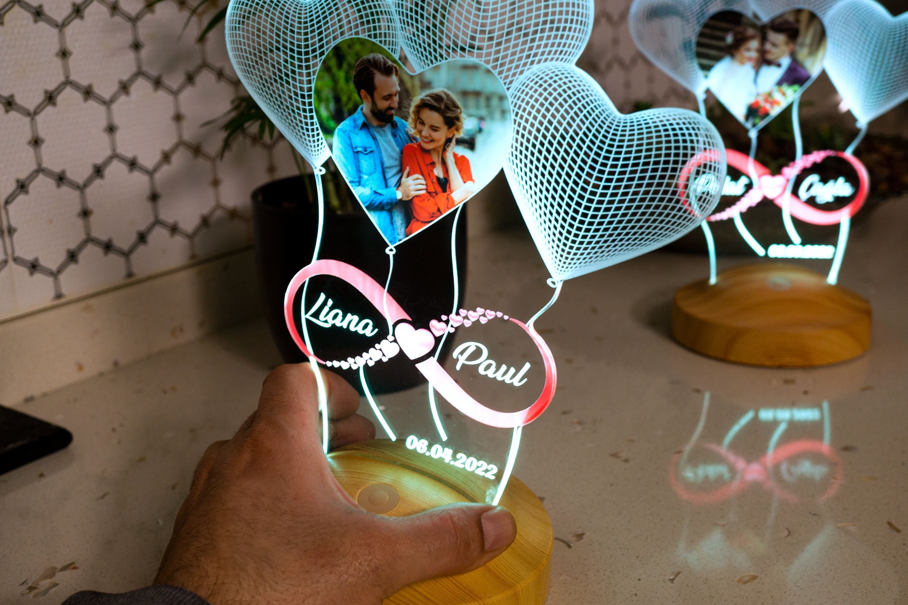 Foto Lampe mit Wunschtext & Bild Nachtlicht Unendliche Liebe