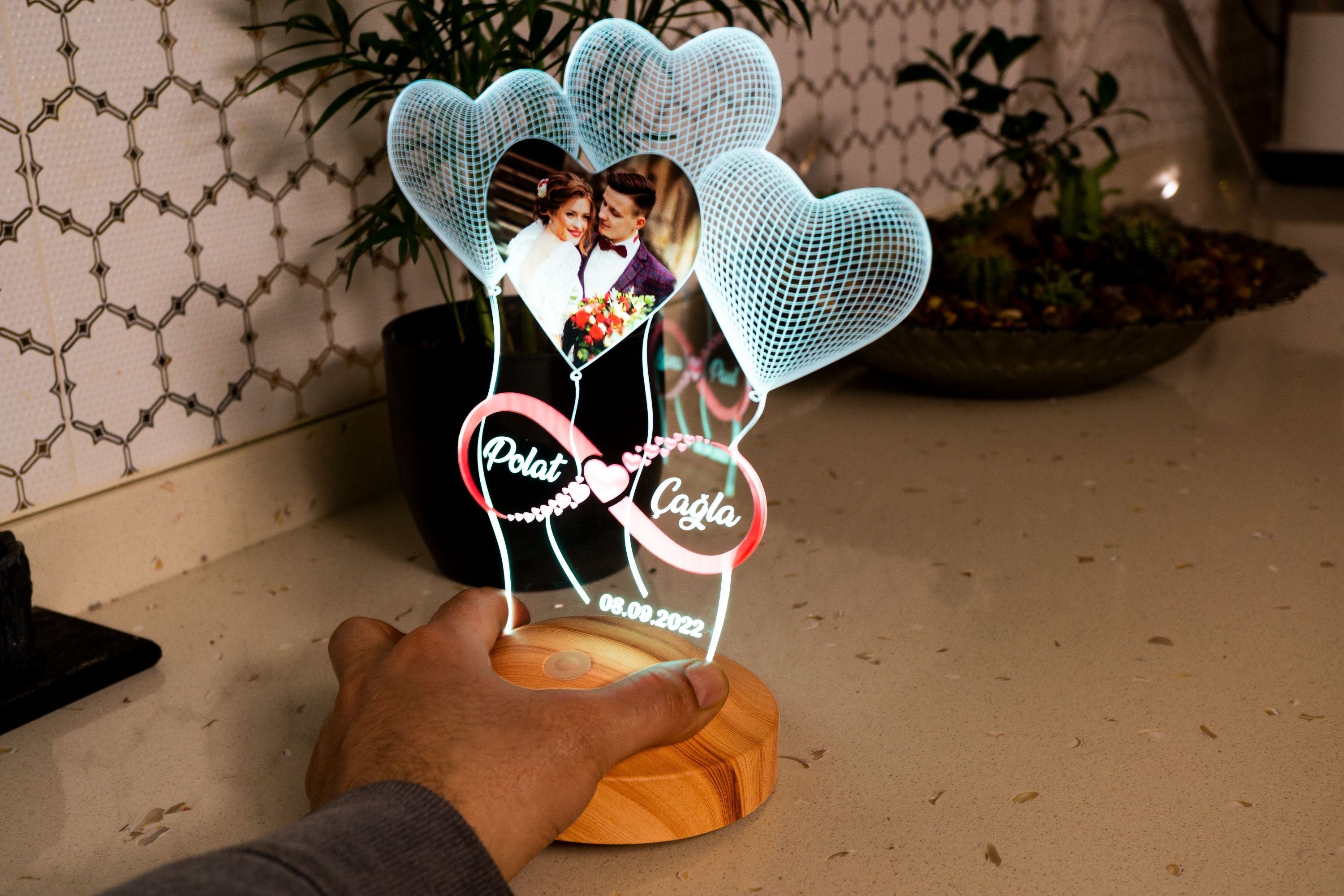 Foto Lampe mit Wunschtext & Bild Nachtlicht Unendliche Liebe