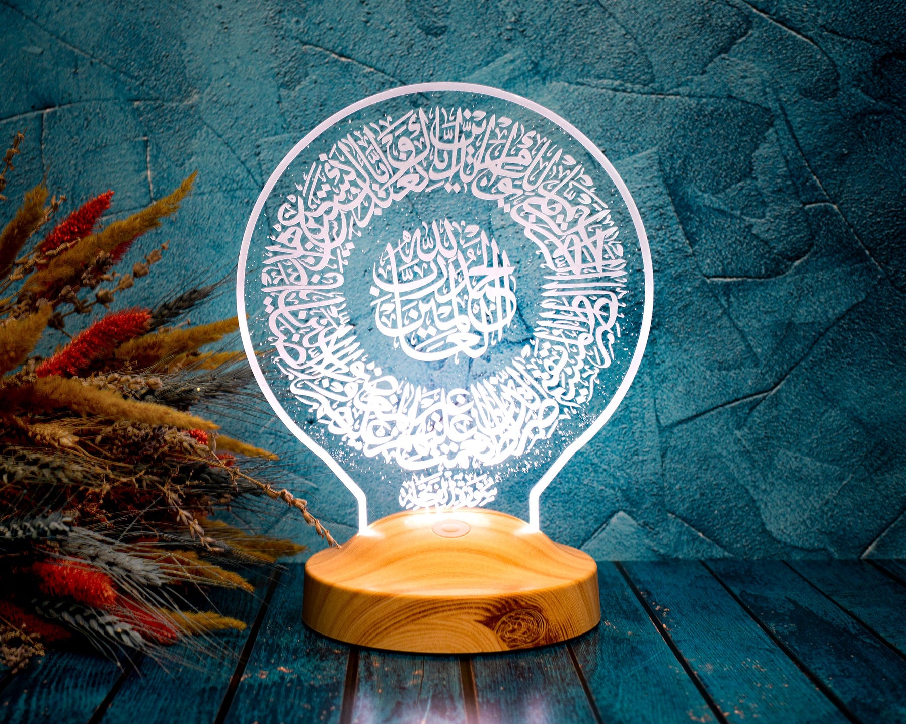 Fatiha Ramadan Deko Islamische Eid Mubarak Dekoration 3D Led Lampe