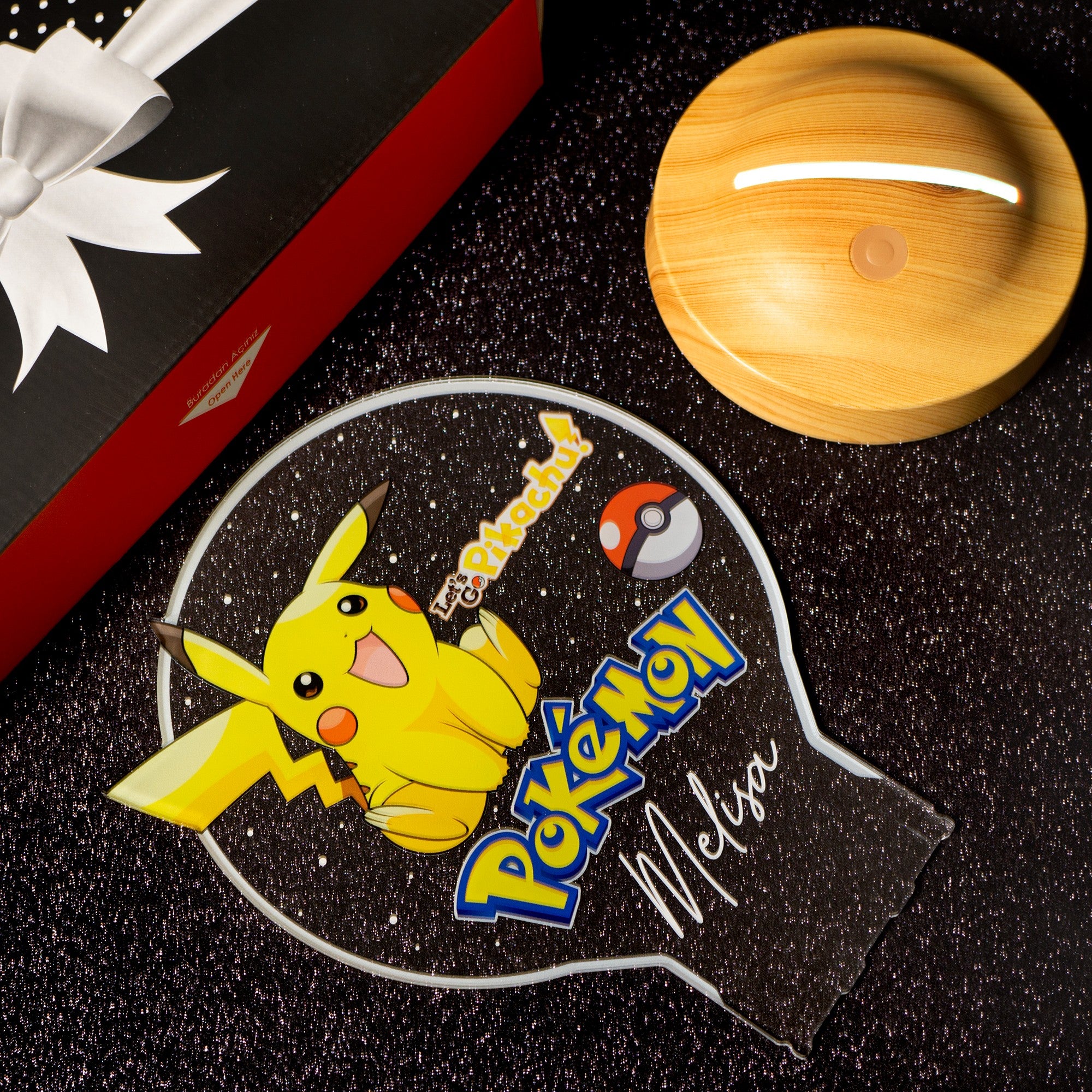 Personalisierte Kinderzimmer Lampe mit UV Druck Pikachu