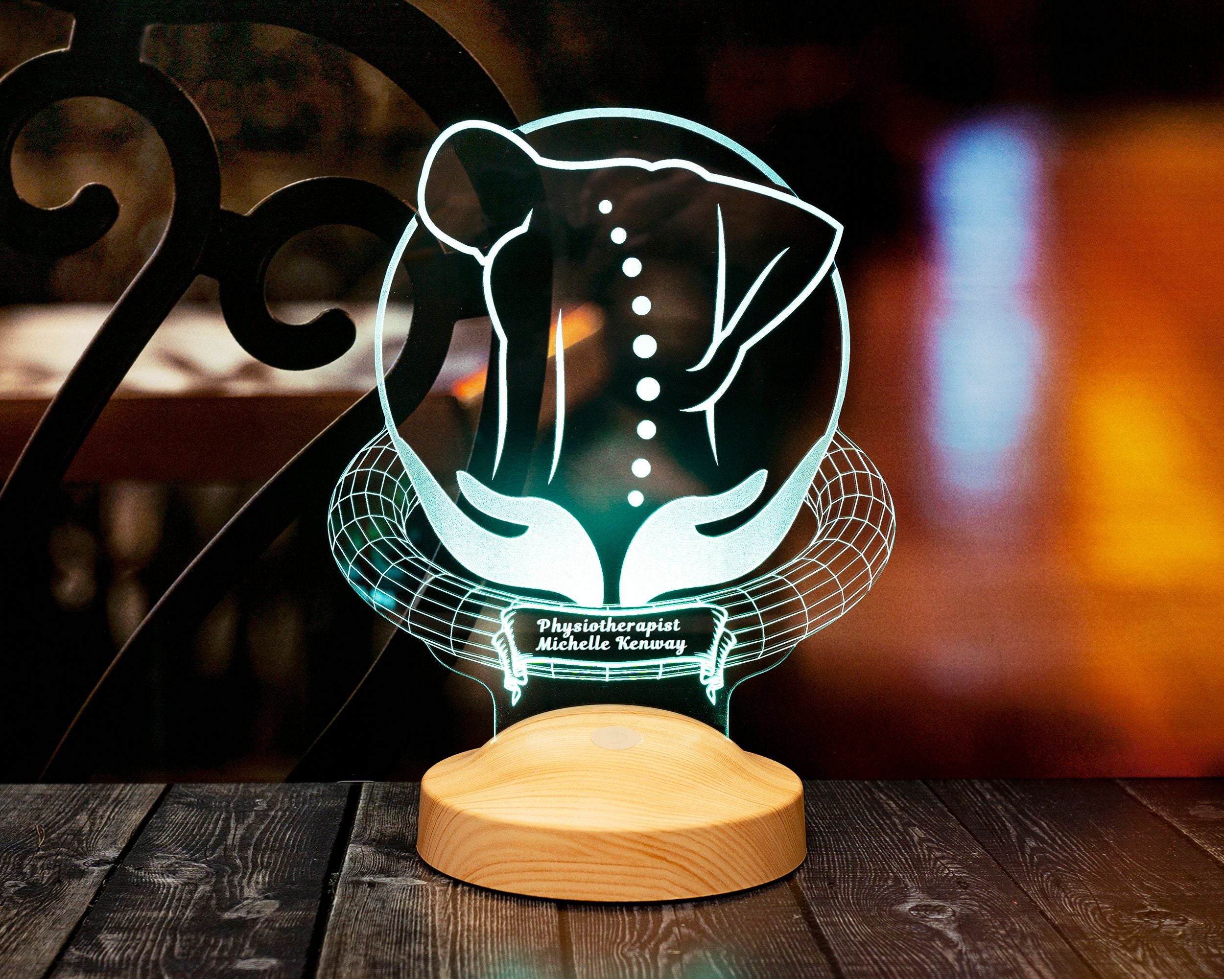 3D Physio Led Lampe mit Namensgravur, Dankeschön für Physiotherapeuten, Weihnachtsgeschenke für Physiotherapeuten, Physiotherapeut Geschenk