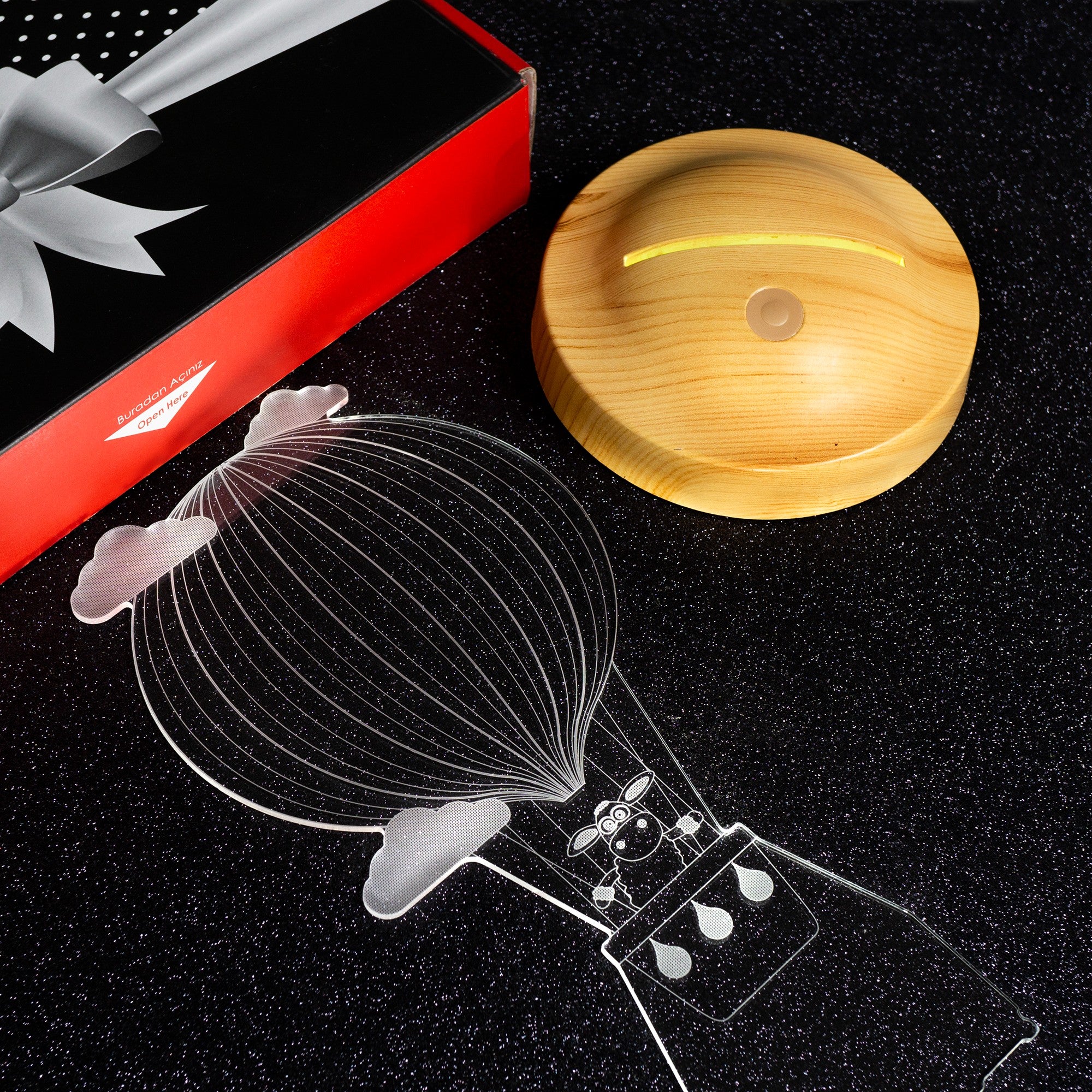Schaf im Heißluftballon Personalisierte Geschenke Lampe mit Wunschtext