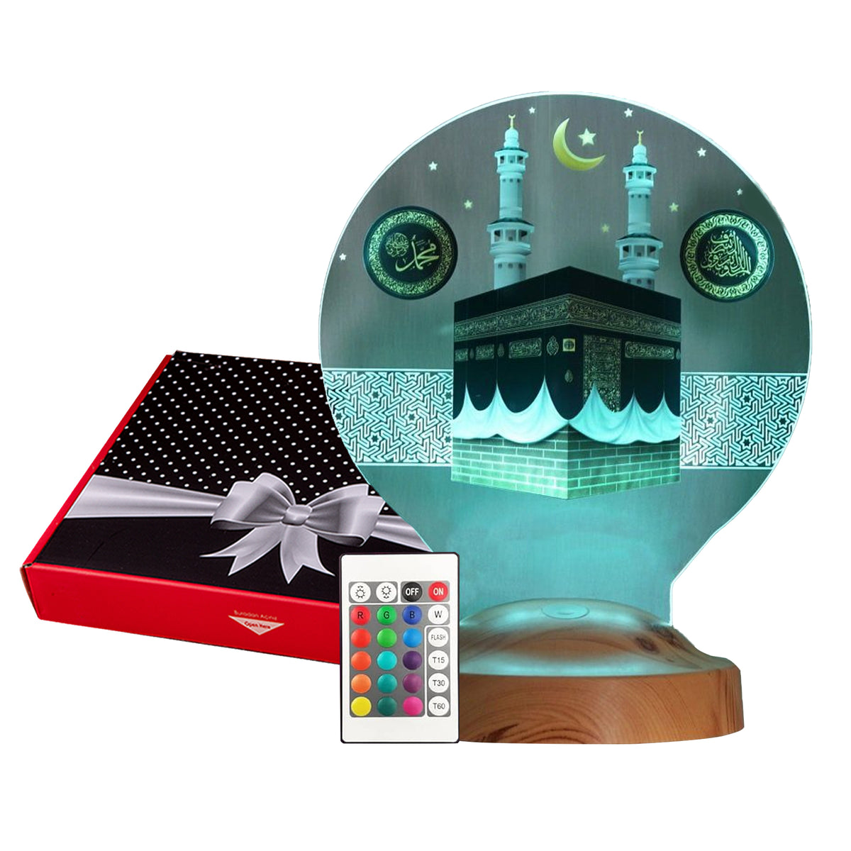 Kaaba Ramadan Deko Islamische Eid Mubarak Dekoration 3D Led Lampe