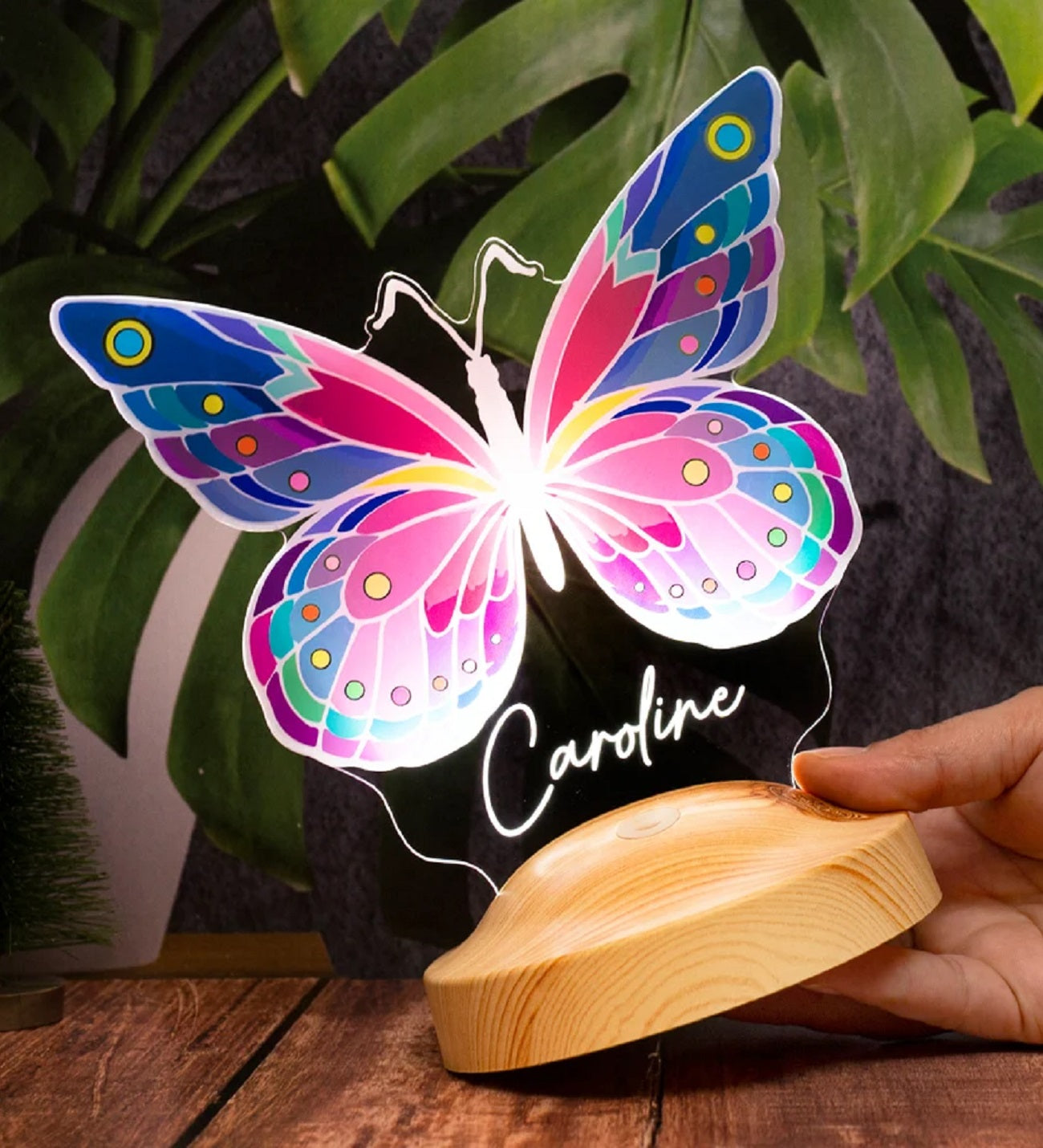 Personalisiertes farbige 3D UV Nachtlicht mit Schmetterling, Schmetterlings-Geschenke, Kinderzimmer-Dekor