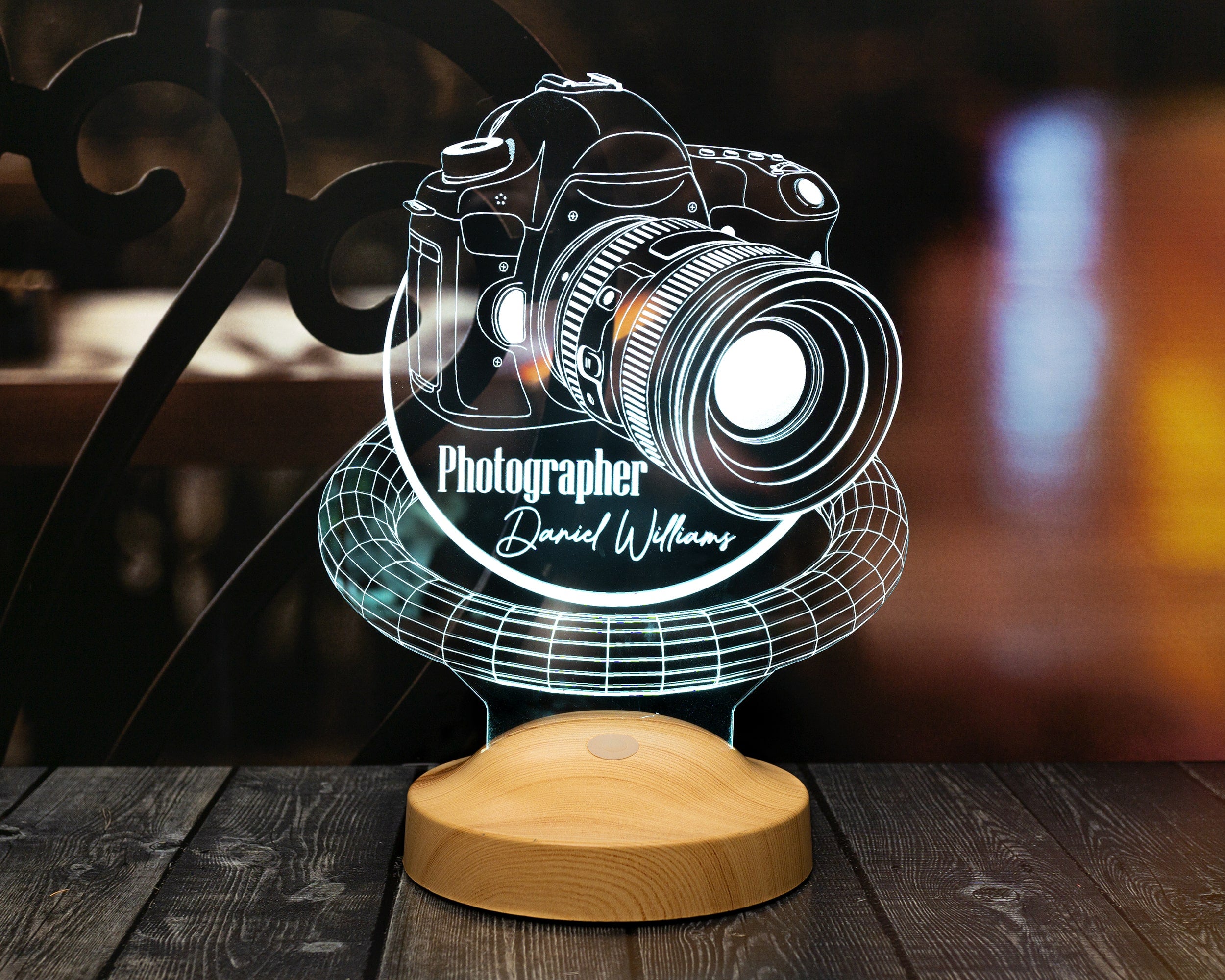 Fotokamera LED Lampe als Geschenk für Fotografen 3D Illusionslampe