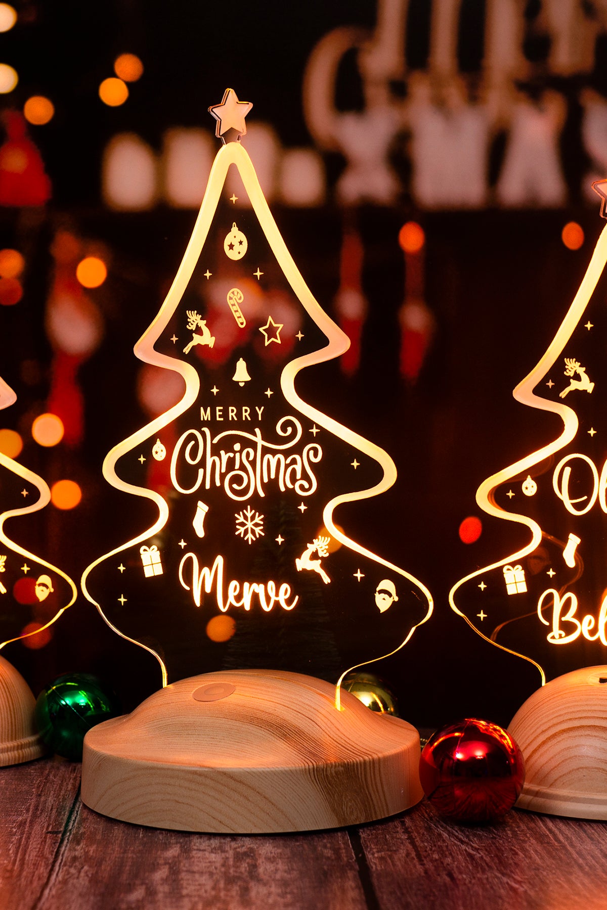 Weihnachtsbaum Süße Motiv Personalisierte Lampe mit Gravur