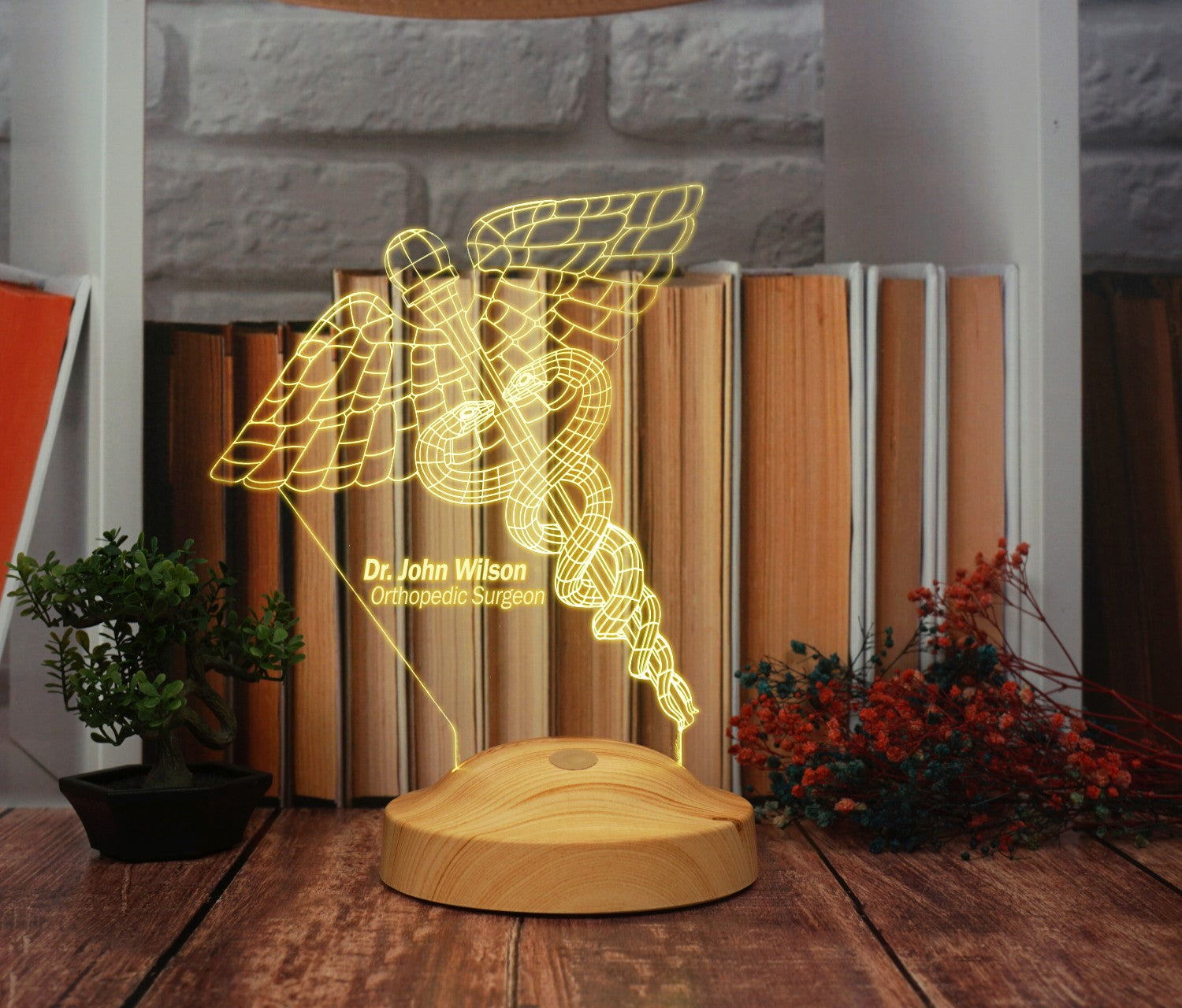 Medizin Symbol als 3D Lampe, Geschenk für Arzt, individuelles Dankeschön Geschenk für Arzt, personalisiertes Geschenk, Geschenk für Klinik, Abschlussgeschenke