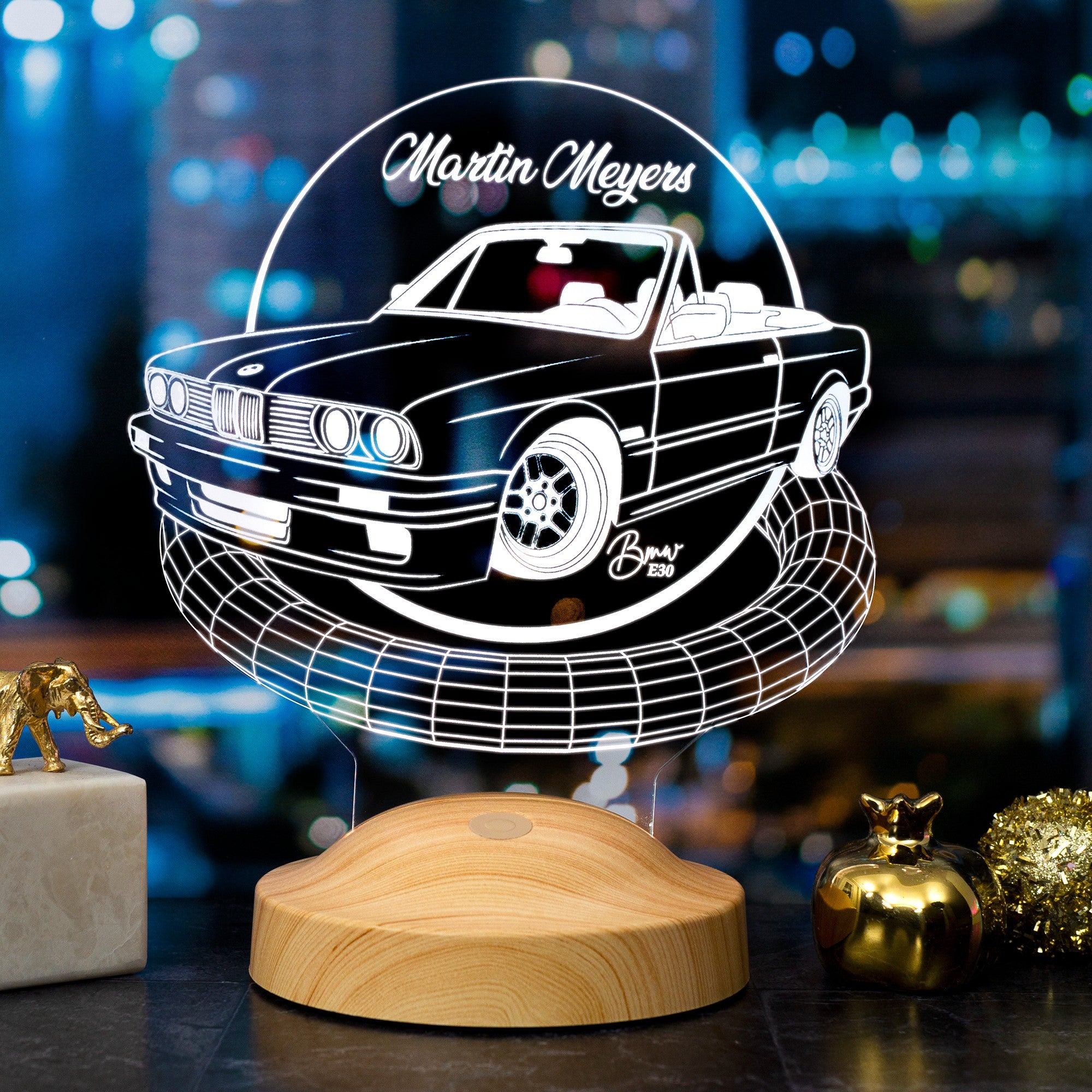 Auto Geschenkartikel Led Lampe mit Gravur, Geschenkidee für Automobil Fans