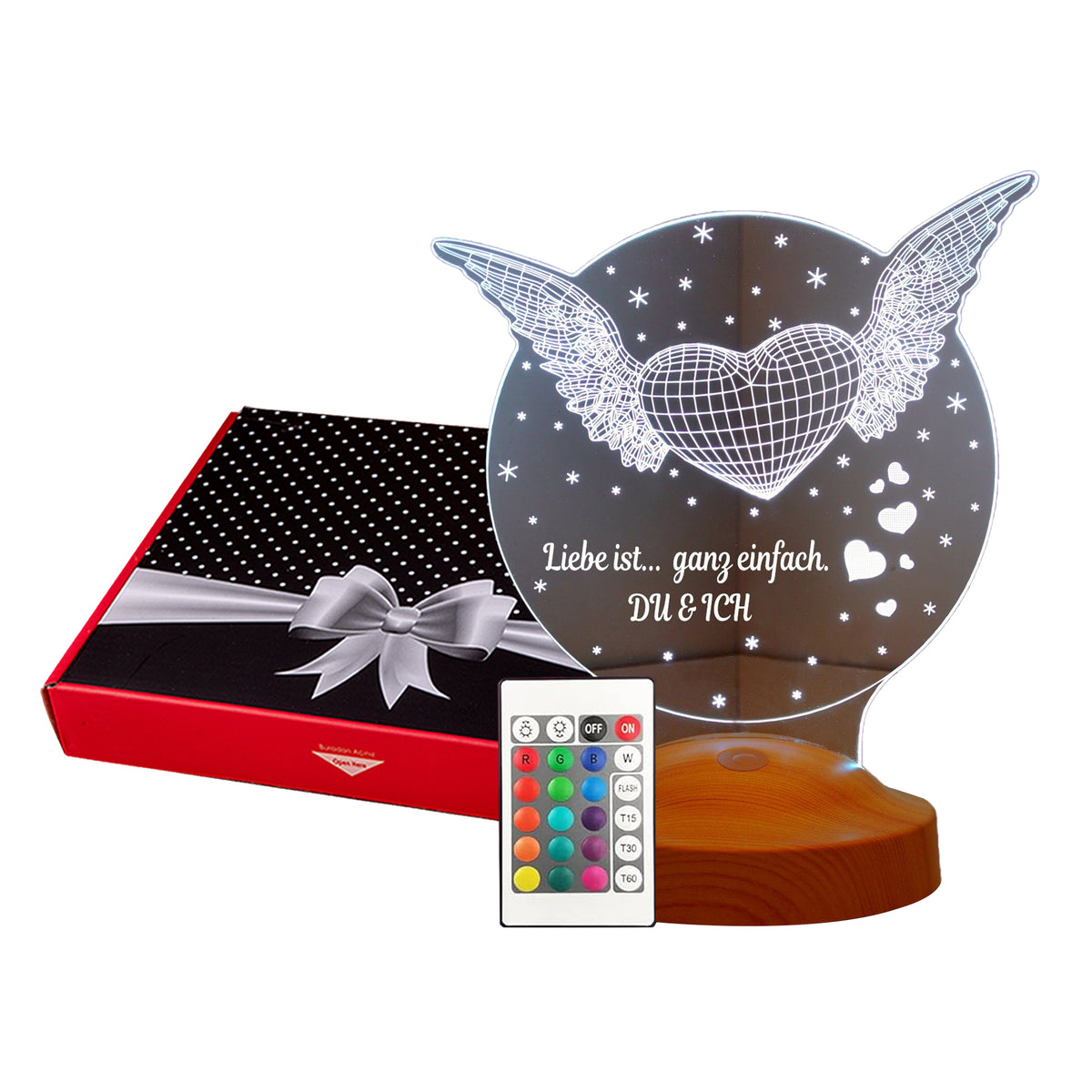 Fliegendes Herz Personalisierte Muttertagsgeschenk Nachttischlampe mit Wunschtext