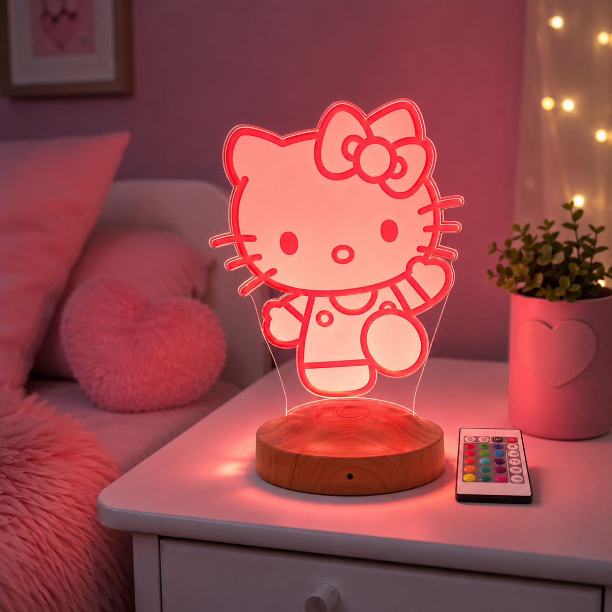 Personalisierte Hello Kitty 3D Nachtlampe | Geschenk für Mädchen | Kinderzimmer Deko | Babyzimmer
