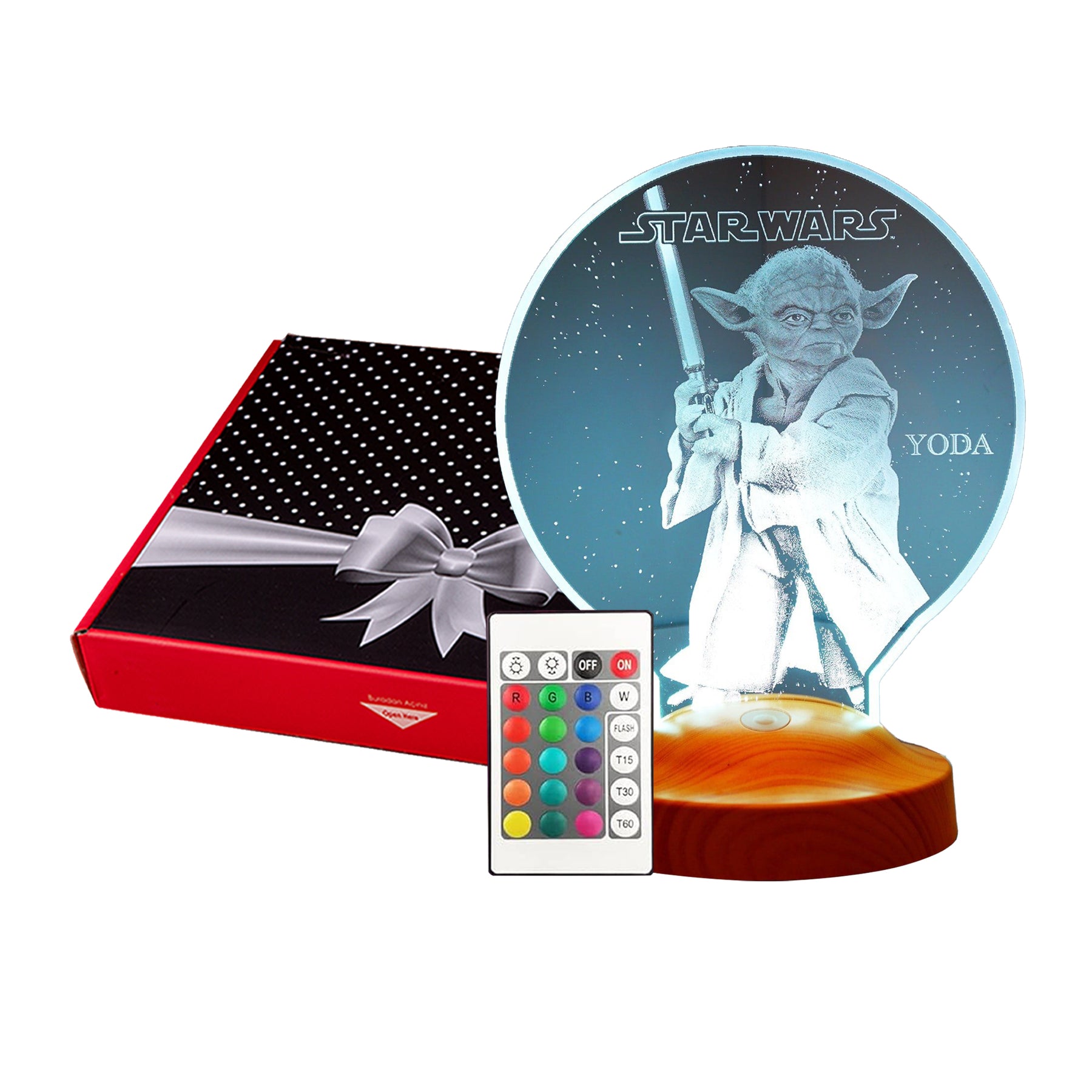 Master Yoda Mandalorian Star-Wars Lampe 3D Vision LED Nachtlicht mit Wunschtext