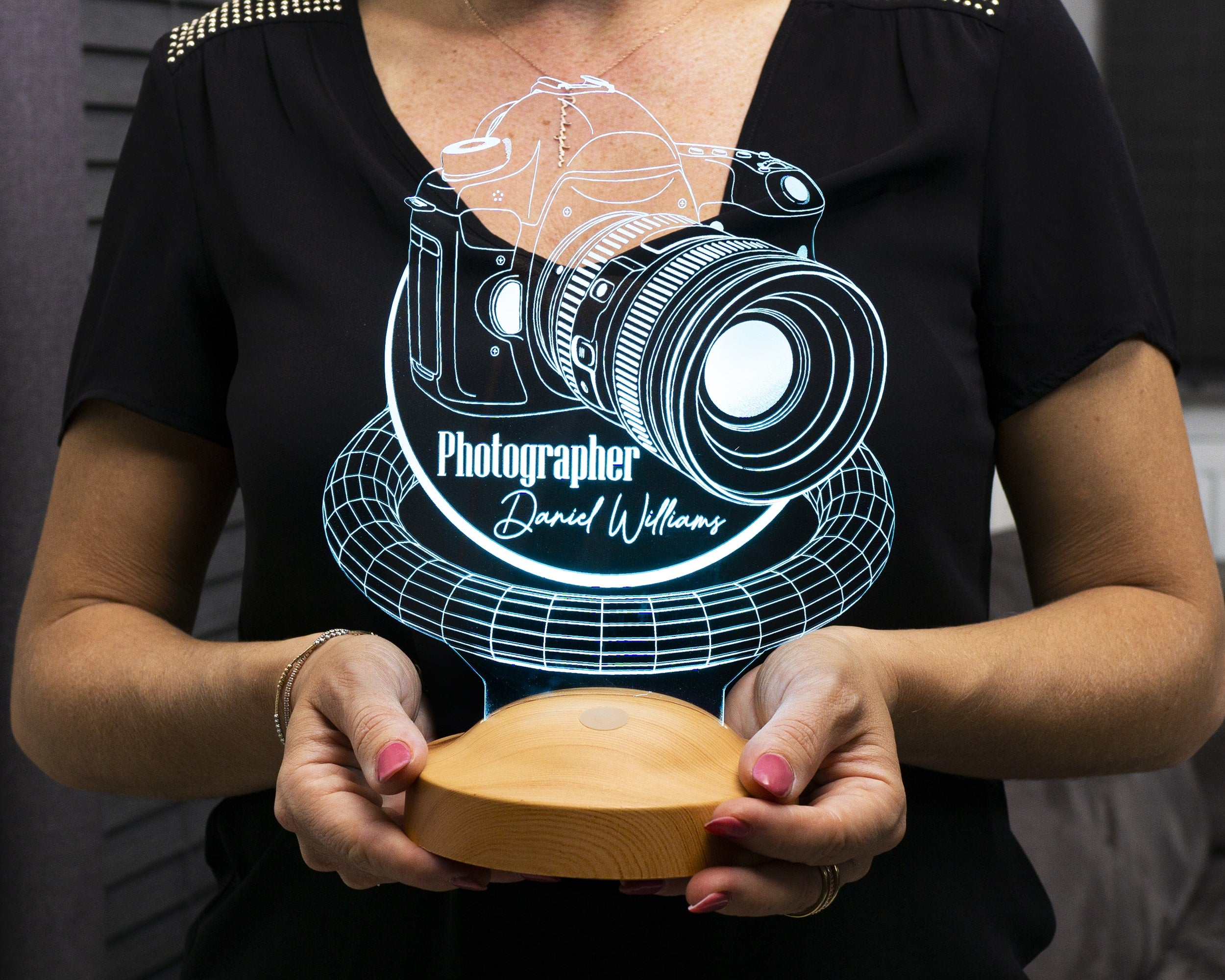 Fotokamera LED Lampe als Geschenk für Fotografen 3D Illusionslampe