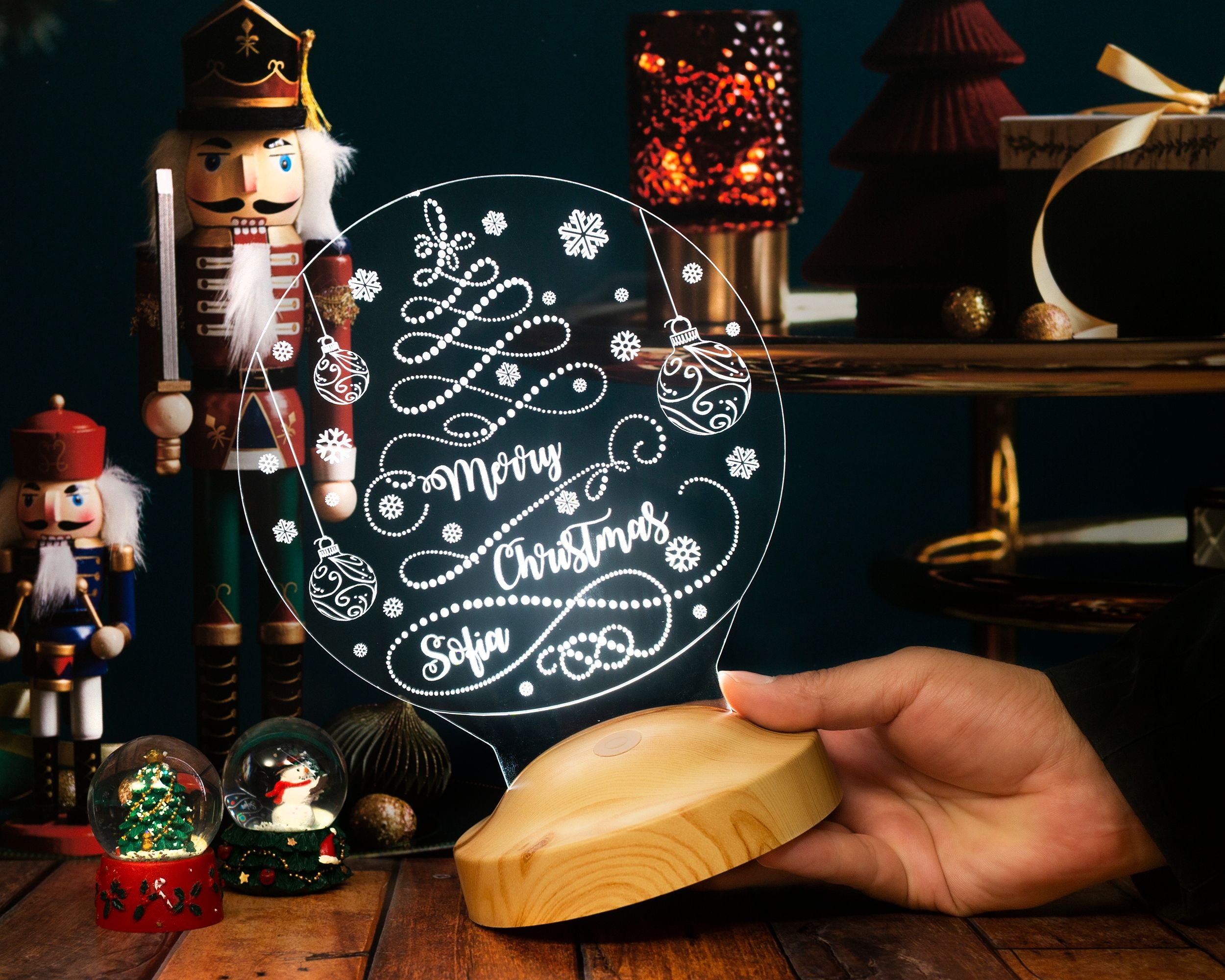 Weihnachtsbaum Motiv Personalisierte Lampe mit Gravur