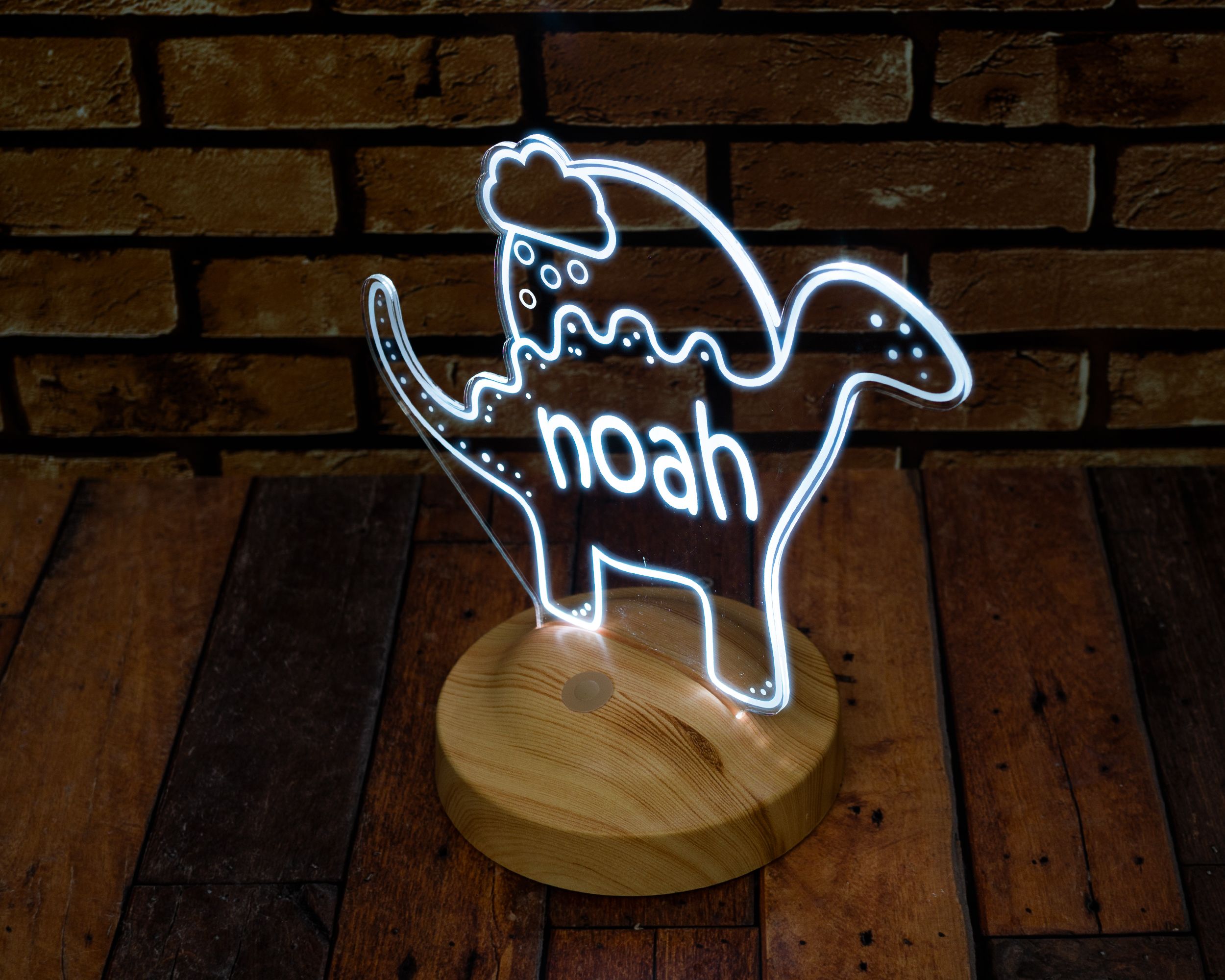 LED Nachtlicht Kinder personalisiert - Dinosaurier Aquarell Dino Lampe
