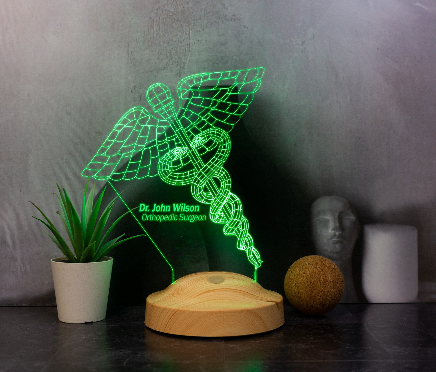 Medizin Symbol als 3D Lampe, Geschenk für Arzt, individuelles Dankeschön Geschenk für Arzt, personalisiertes Geschenk, Geschenk für Klinik, Abschlussgeschenke