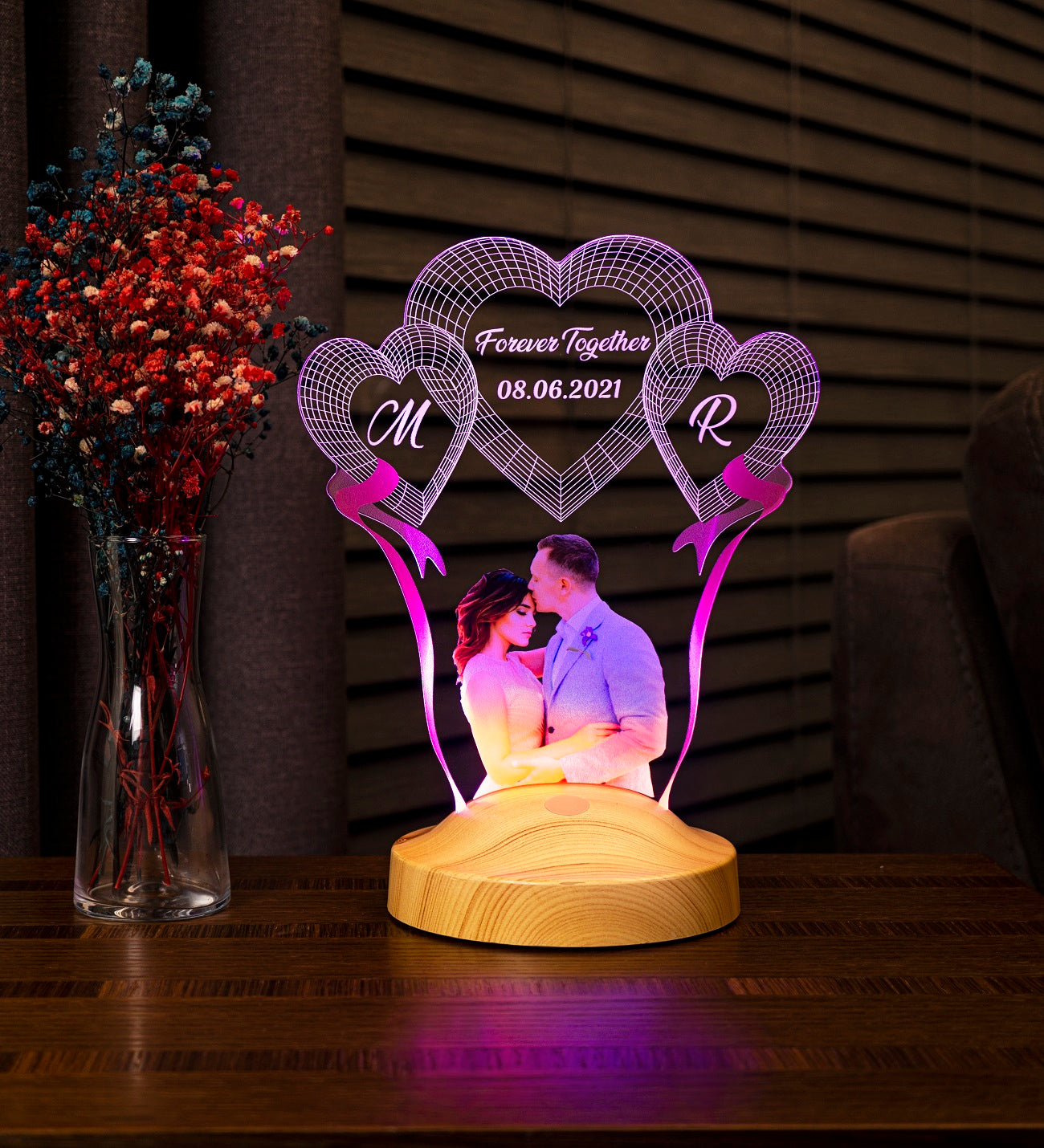 Personalisiert Foto-Lampe mit Wunschtext – Geschenk mit persönlichem Bild