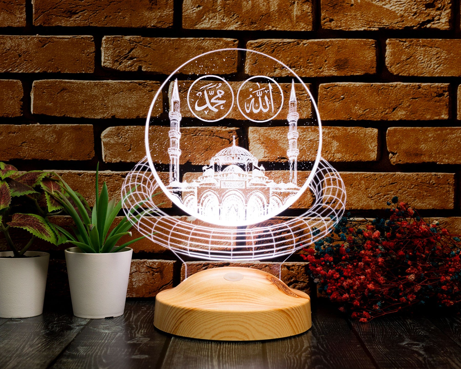 Mosche Ramadan Deko Islamische Eid Mubarak Dekoration 3D Led Lampe
