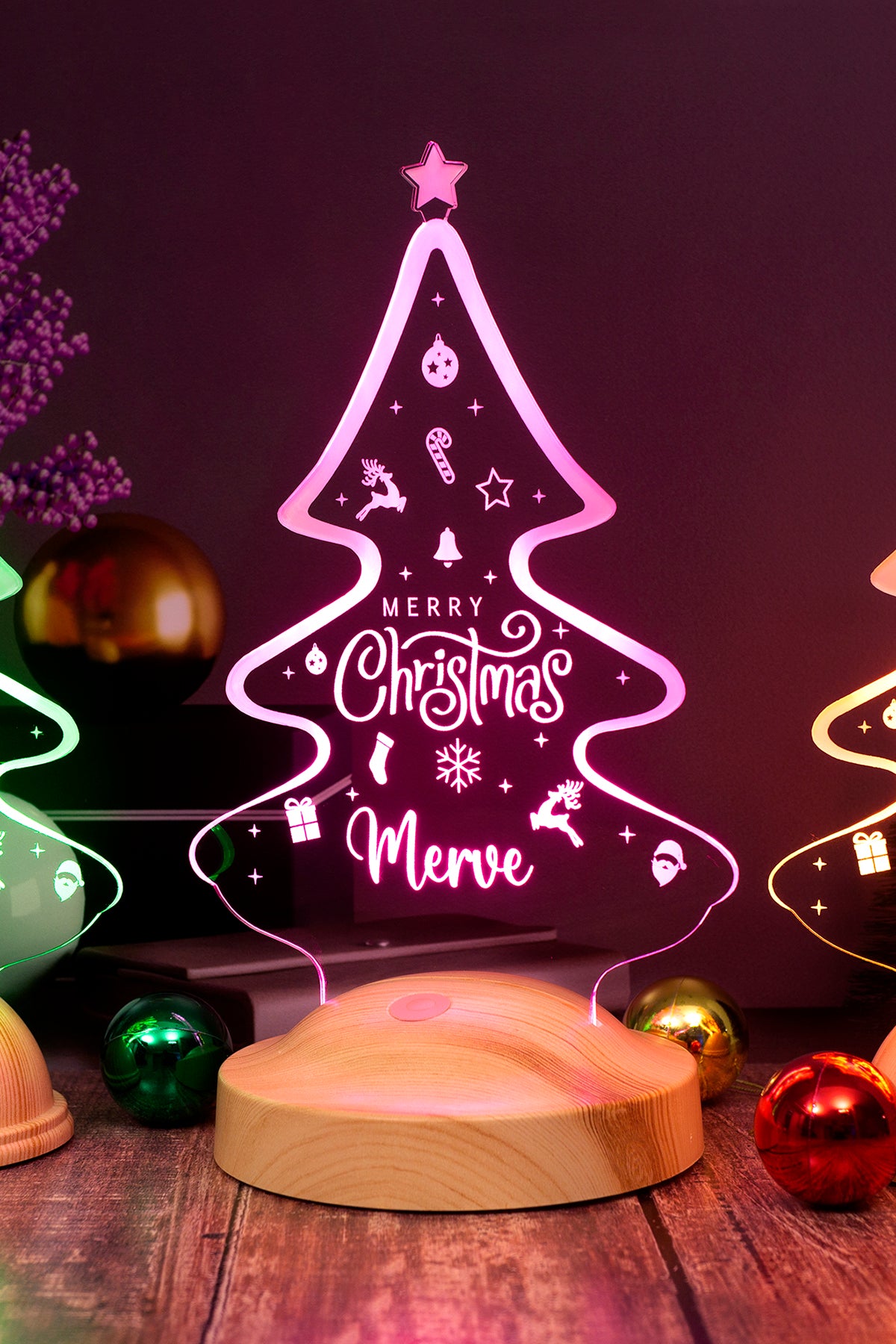 Weihnachtsbaum Süße Motiv Personalisierte Lampe mit Gravur