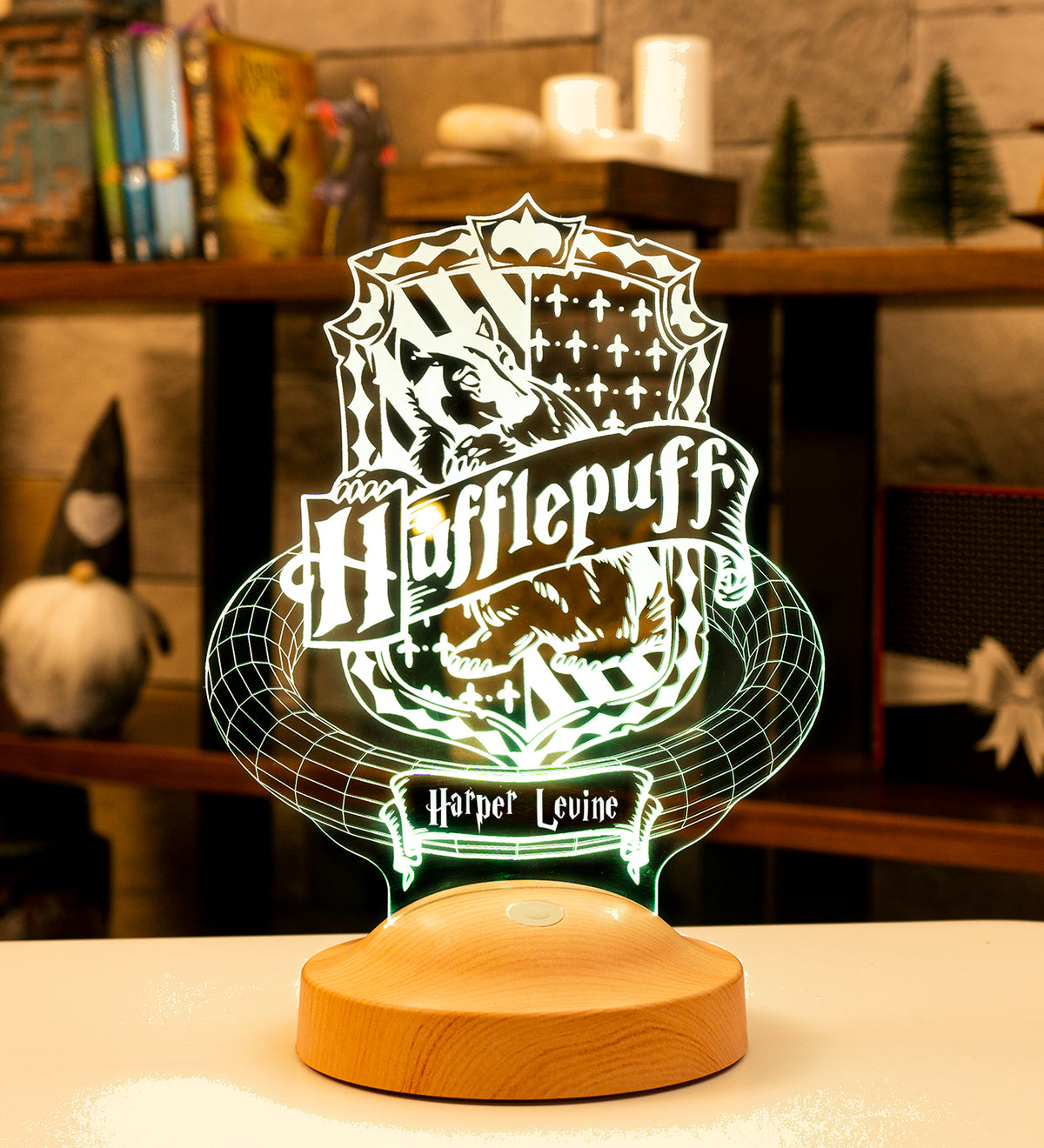 Magische 3D-LED-Lampe im Hausstil – Individuelles Geschenk für Fantasy-Fans