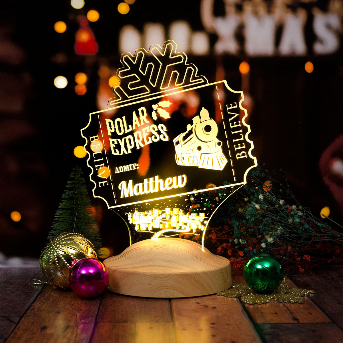 Polarexpress Weichnactsgeschenk Personalisierte Lampe Mit Gravur