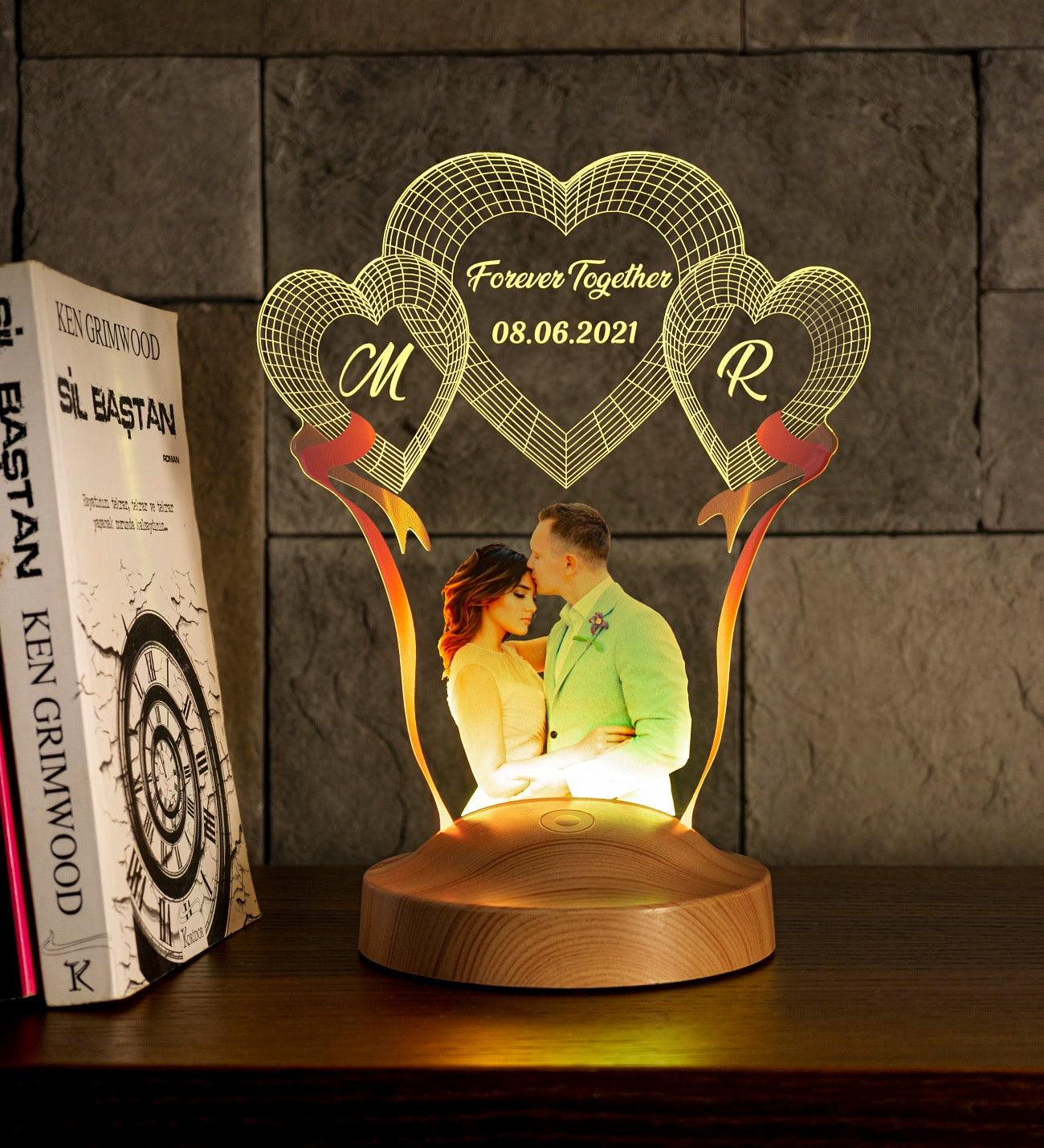 Personalisiert Foto-Lampe mit Wunschtext – Geschenk mit persönlichem Bild