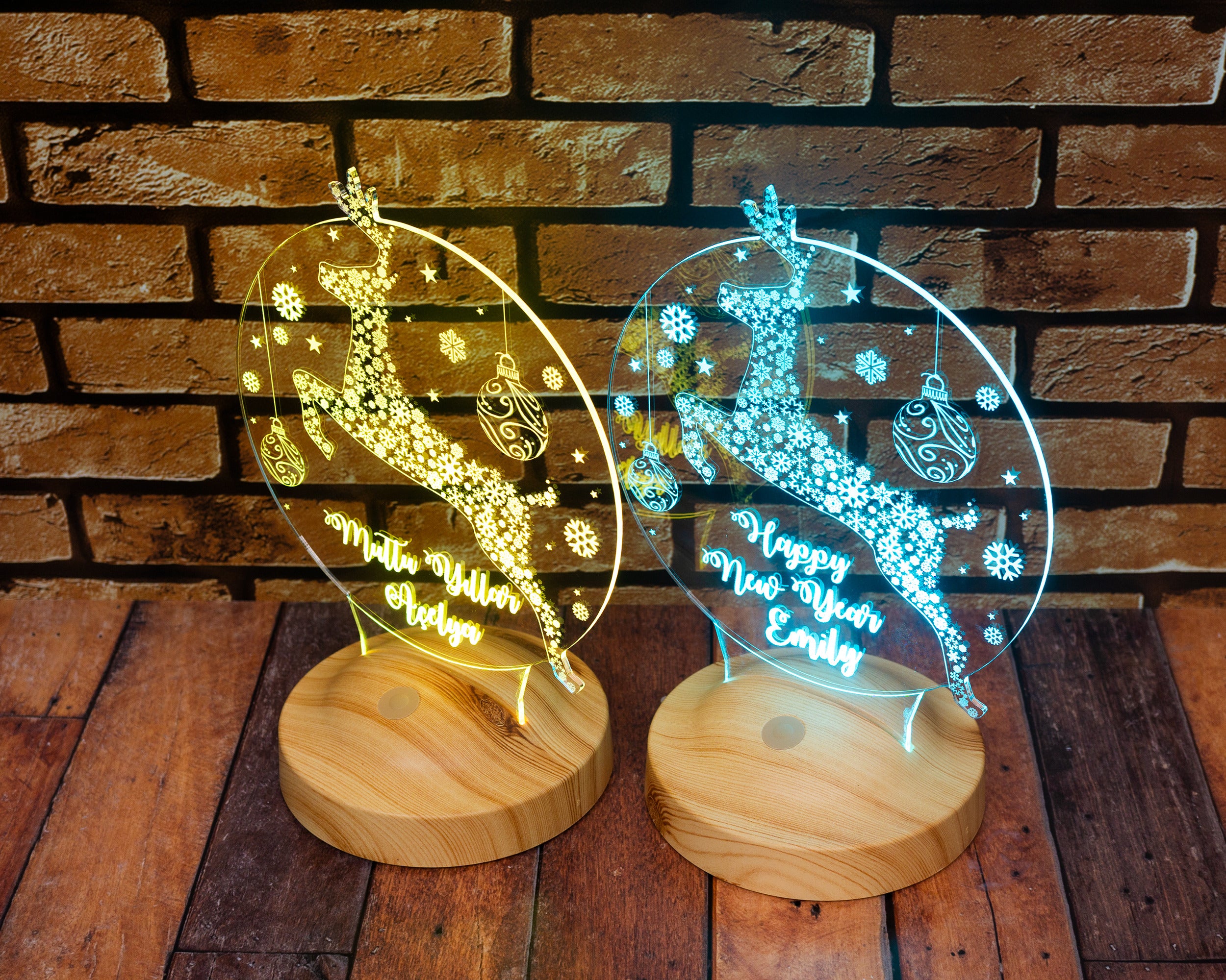 Weihnachtshirsch Personalisierte Lampe Mit Gravur Wunschtext Geschenkbox