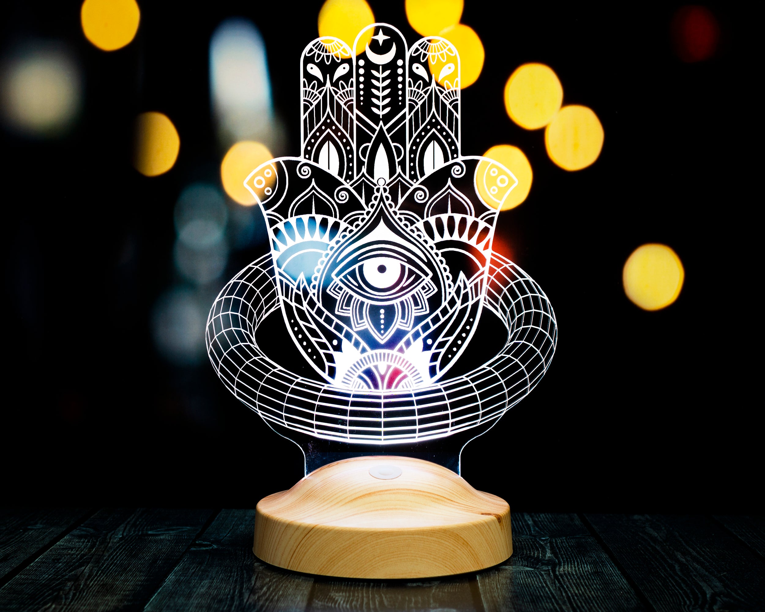 Hamsa Ramadan Deko Islamische Eid Mubarak Dekoration 3D Led Lampe