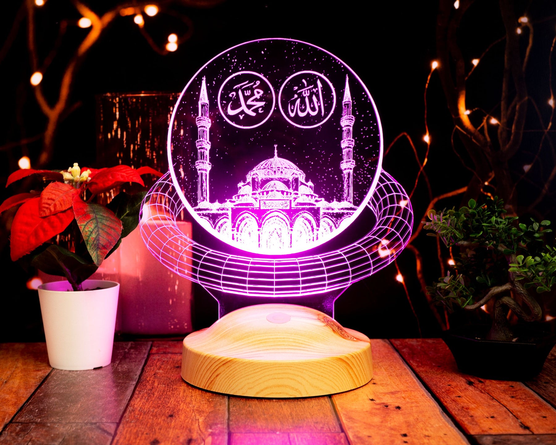 Mosche Ramadan Deko Islamische Eid Mubarak Dekoration 3D Led Lampe