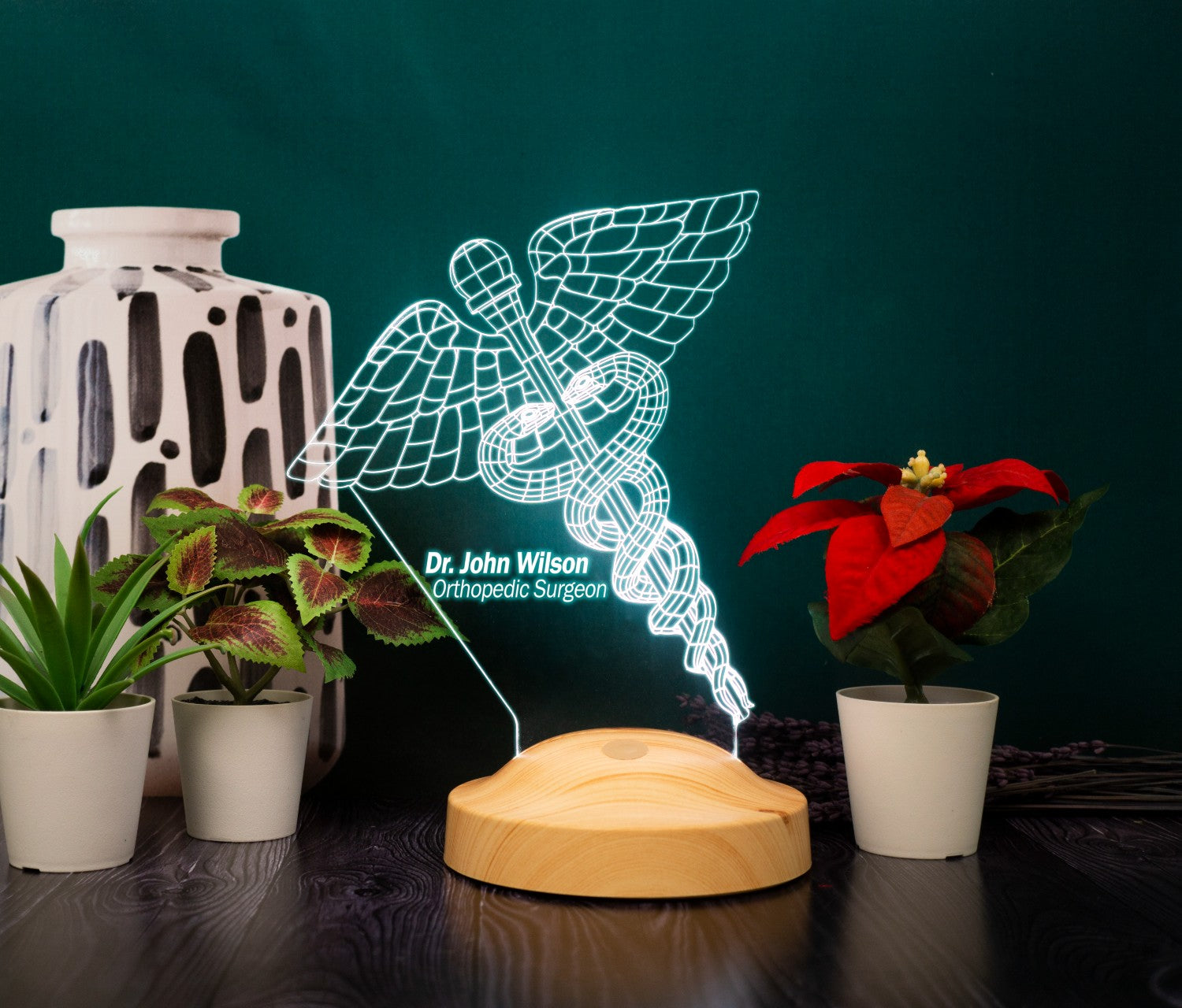 Medizin Symbol als 3D Lampe, Geschenk für Arzt, Geschenk für Klinik, Abschlussgeschenke