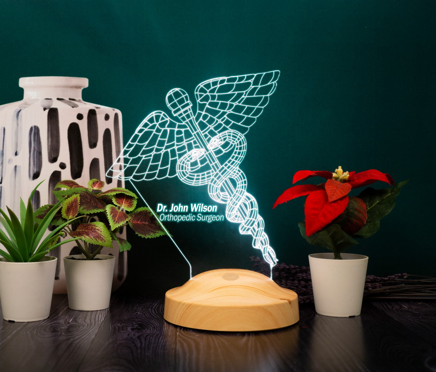 Medizin Symbol als 3D Lampe, Geschenk für Arzt, individuelles Dankeschön Geschenk für Arzt, personalisiertes Geschenk, Geschenk für Klinik, Abschlussgeschenke
