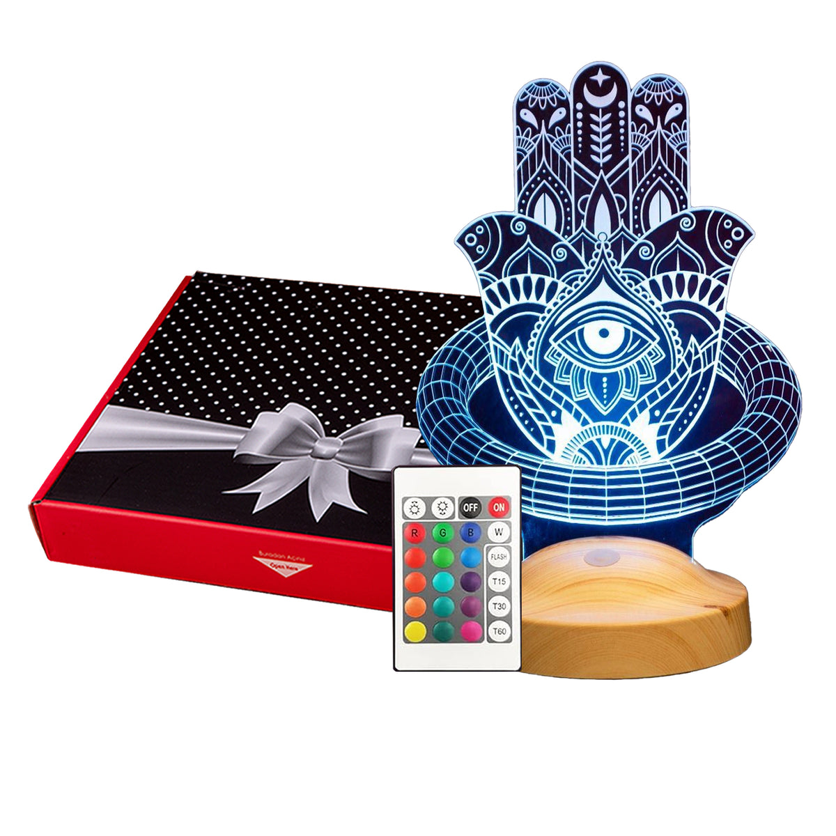 Hamsa Ramadan Deko Islamische Eid Mubarak Dekoration 3D Led Lampe