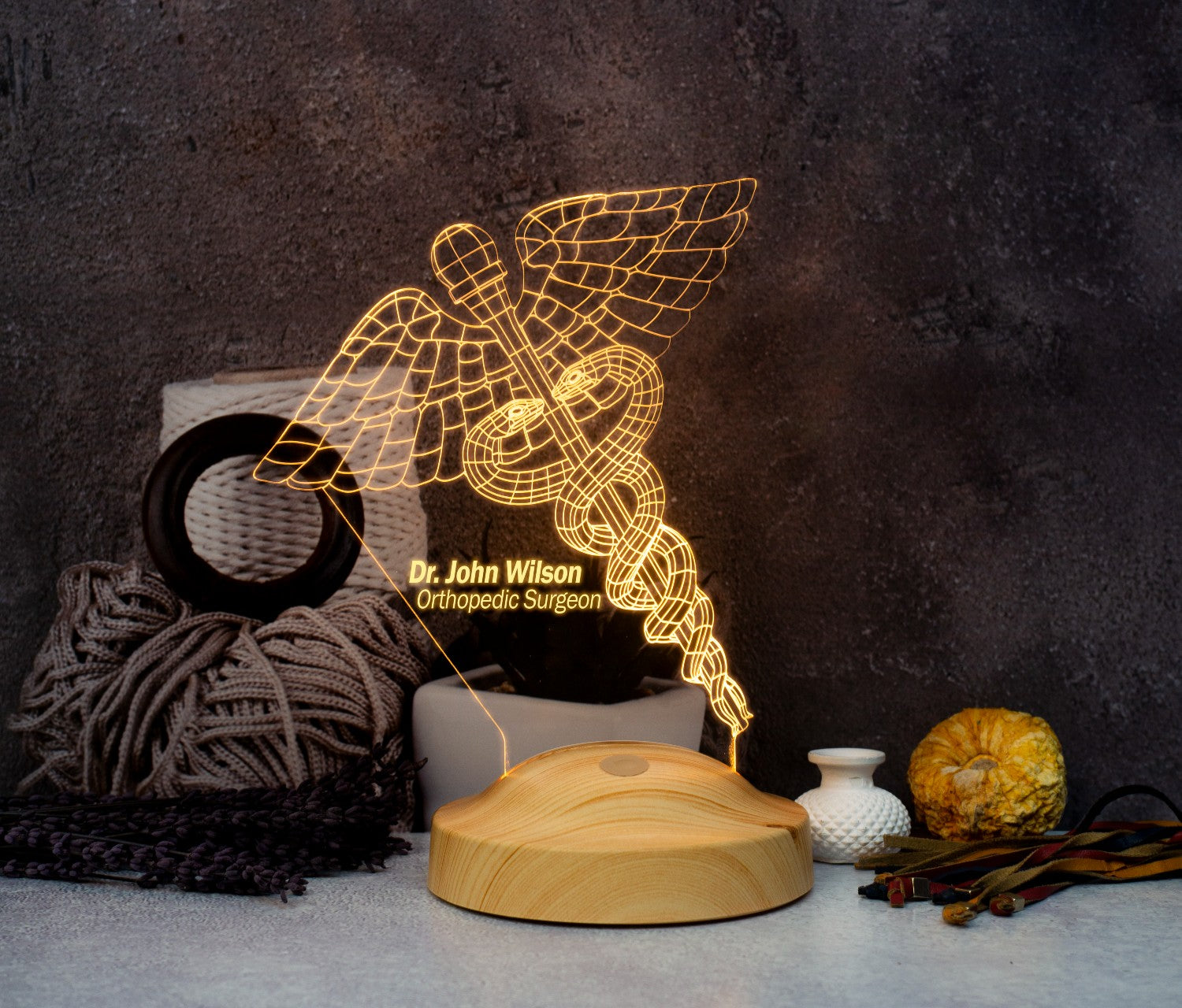 Medizin Symbol als 3D Lampe, Geschenk für Arzt, individuelles Dankeschön Geschenk für Arzt, personalisiertes Geschenk, Geschenk für Klinik, Abschlussgeschenke