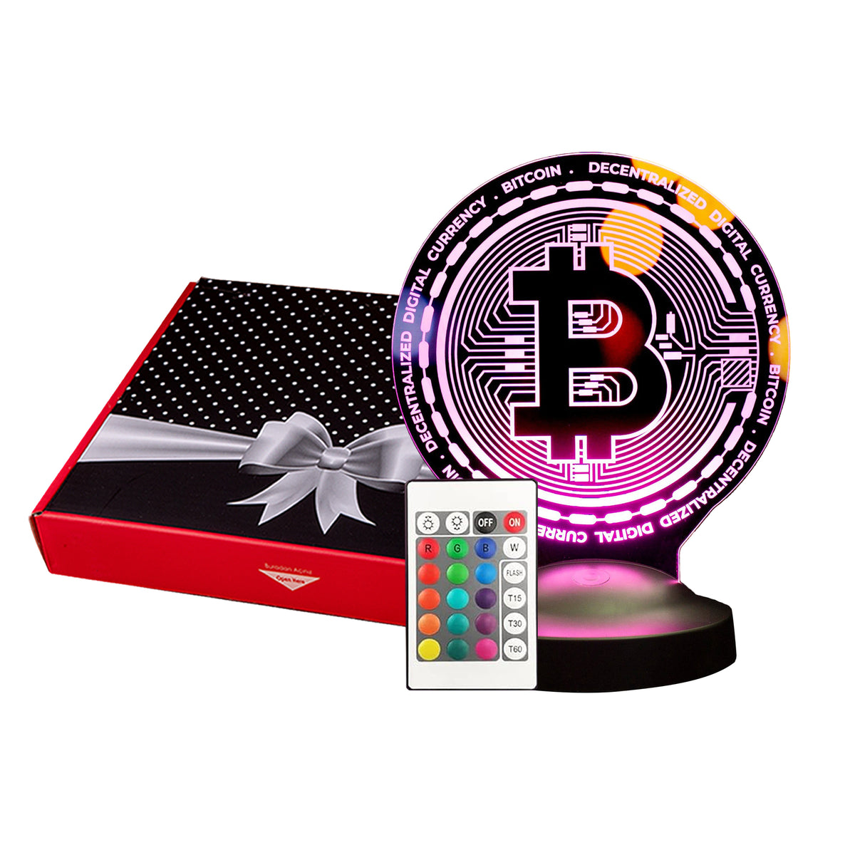 Bitcoin Lampe 3D Vision LED Nachtlicht Geschenk für Geburtstag