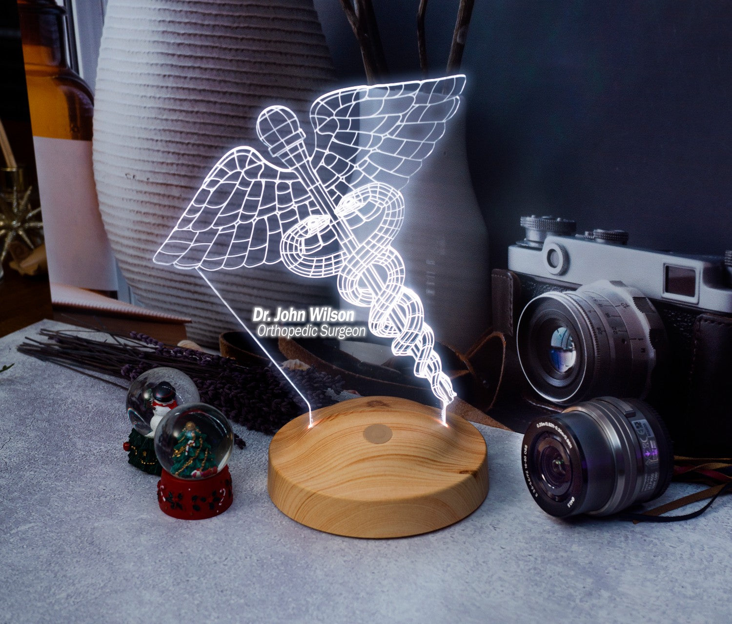 Medizin Symbol als 3D Lampe, Geschenk für Arzt, Geschenk für Klinik, Abschlussgeschenke