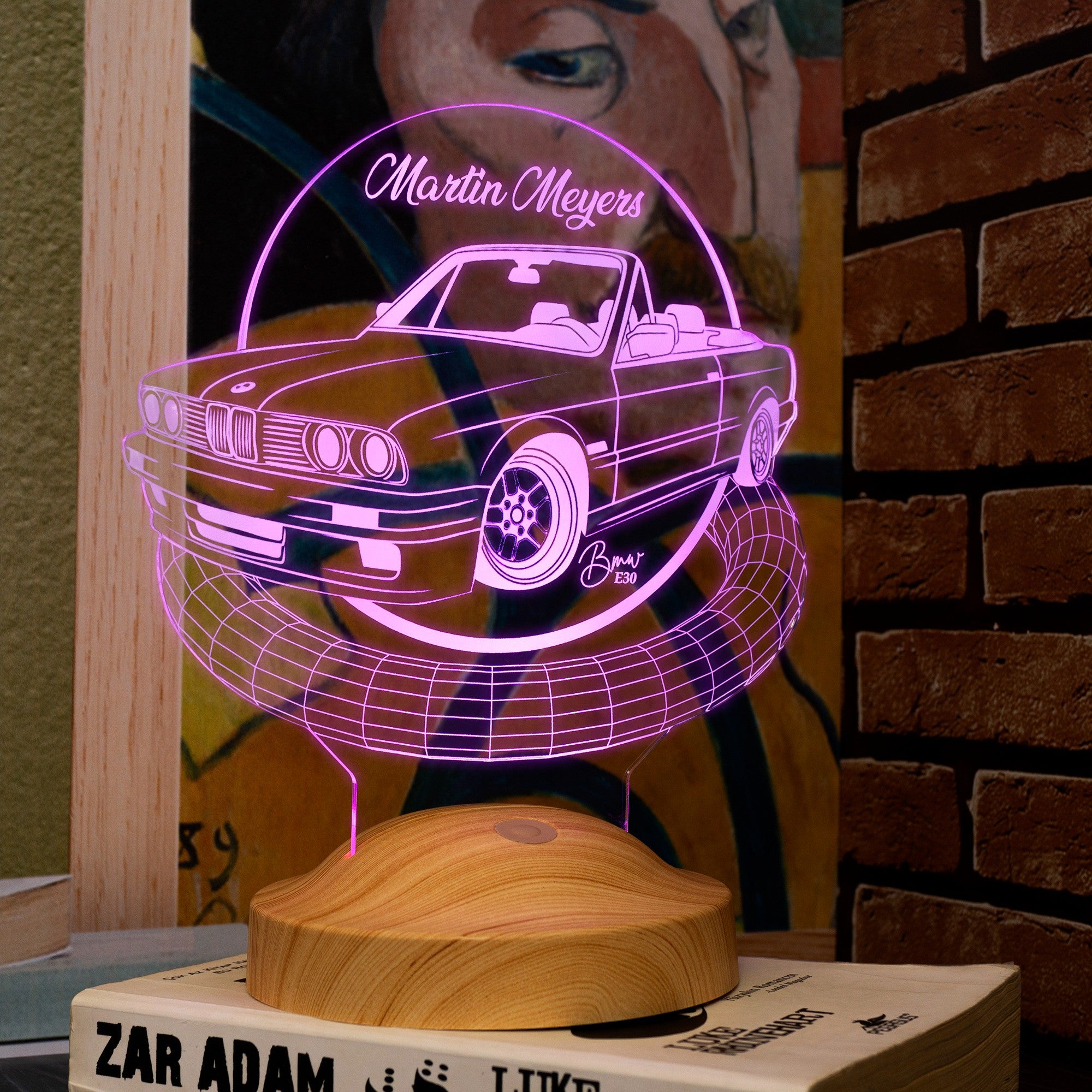 Auto Geschenkartikel Led Lampe mit Gravur, Geschenkidee für Automobil Fans