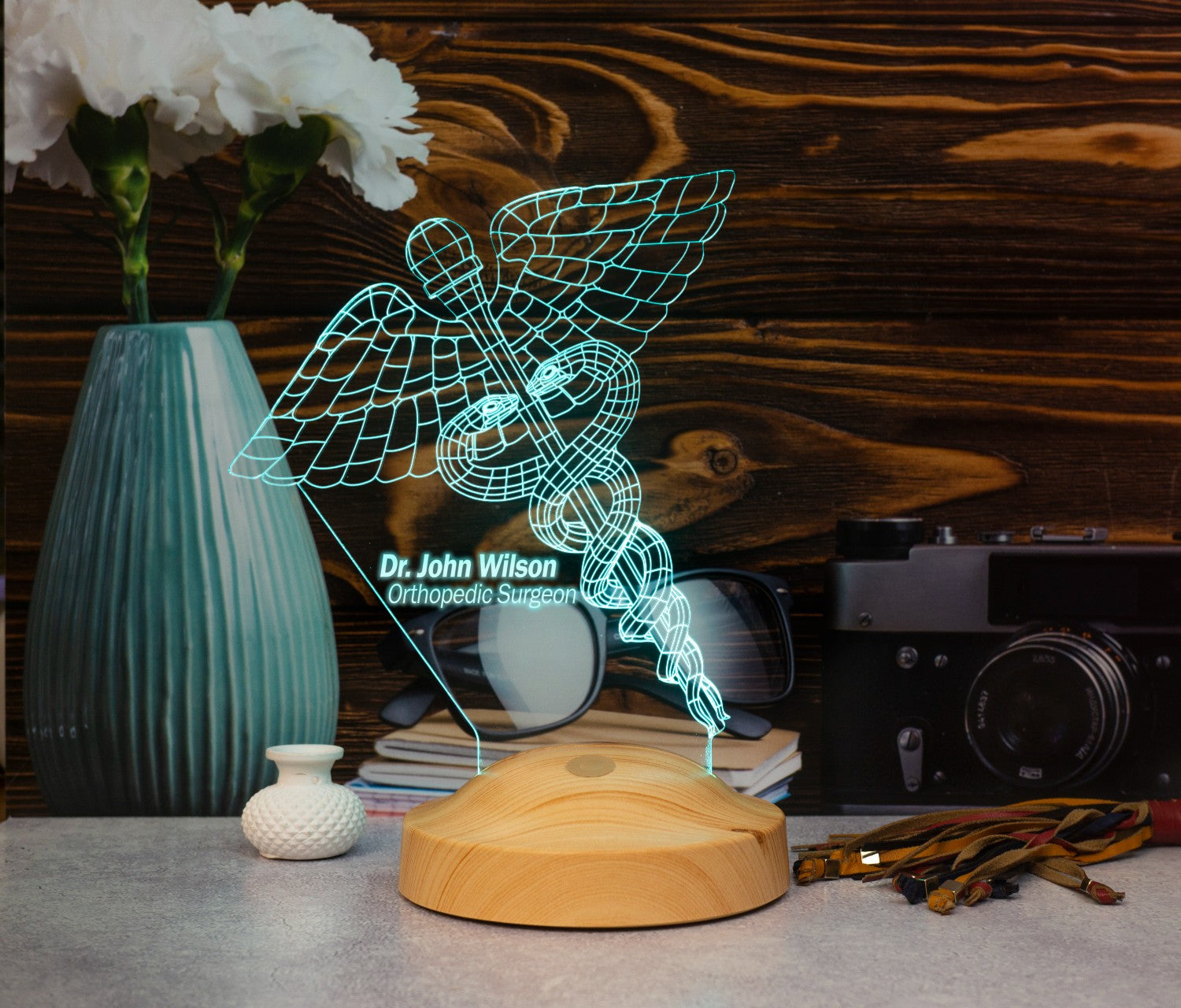 Medizin Symbol als 3D Lampe, Geschenk für Arzt, individuelles Dankeschön Geschenk für Arzt, personalisiertes Geschenk, Geschenk für Klinik, Abschlussgeschenke