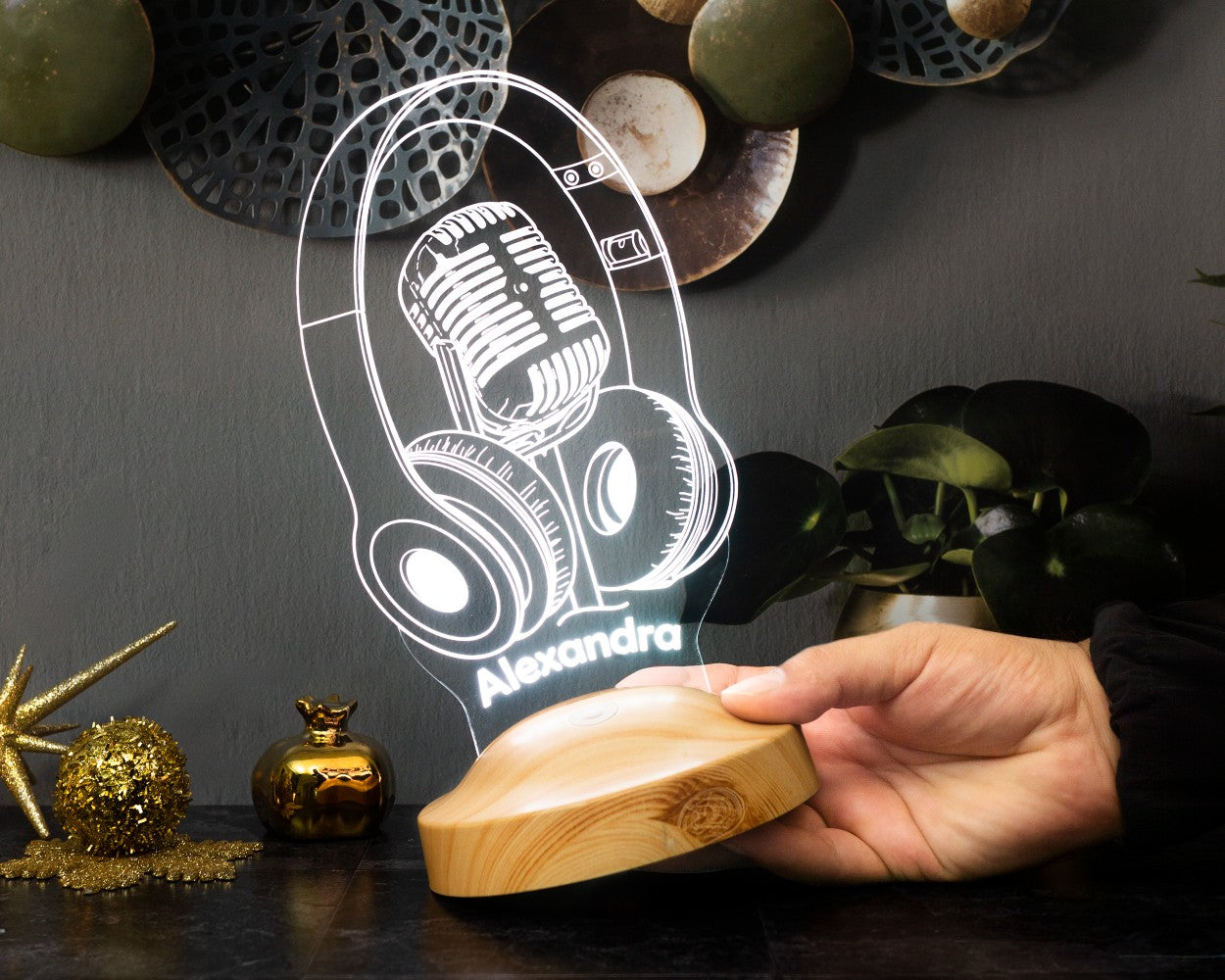 Kopfhörer Mikrofon 3D Lampe Personalisierte Geschenk