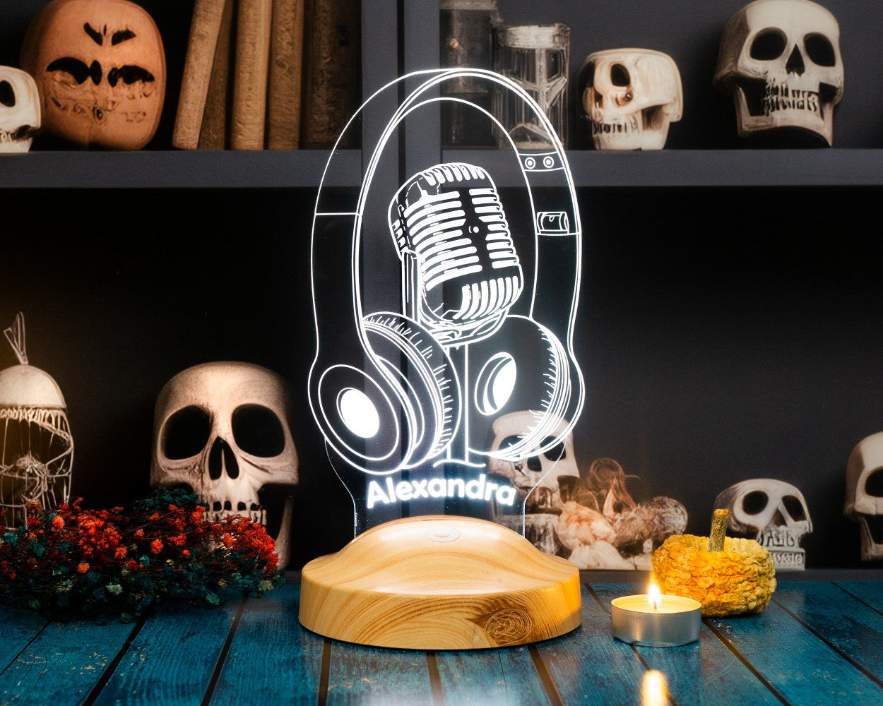 Kopfhörer Mikrofon 3D Lampe Personalisierte Geschenk