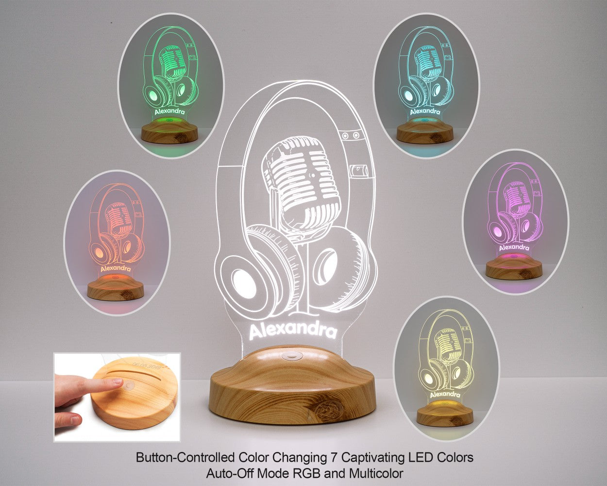 Kopfhörer Mikrofon 3D Lampe Personalisierte Geschenk