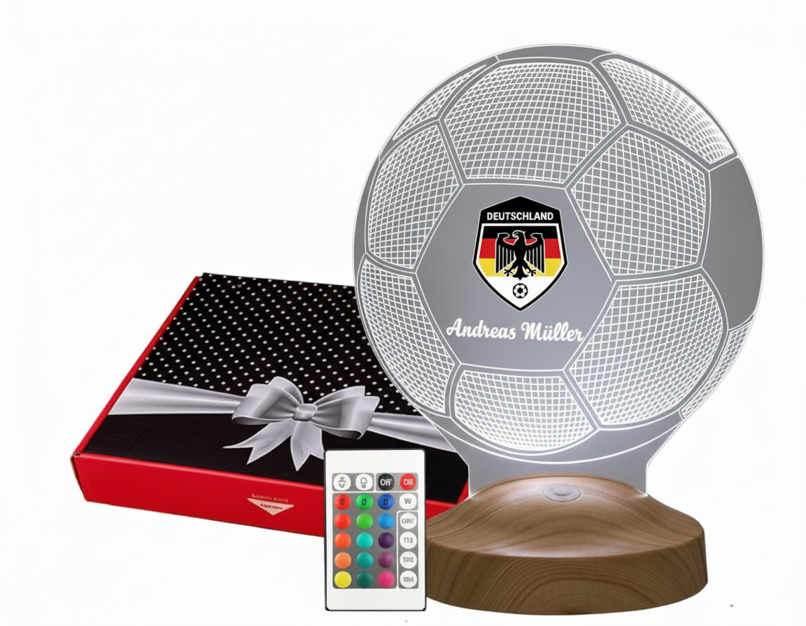 Fußball Personalisierte Lampe mit Wunschtext und Team Logo