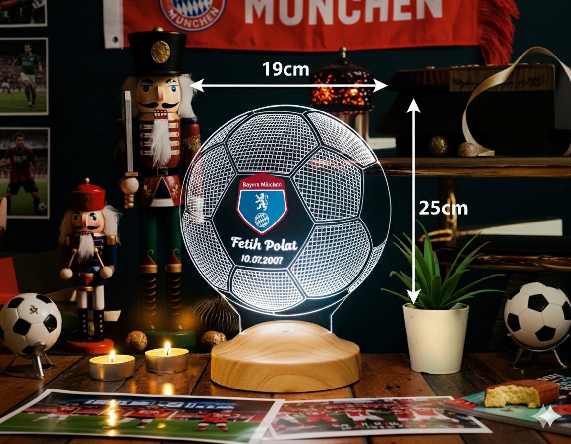 Fußball Personalisierte Lampe mit Wunschtext und Team Logo