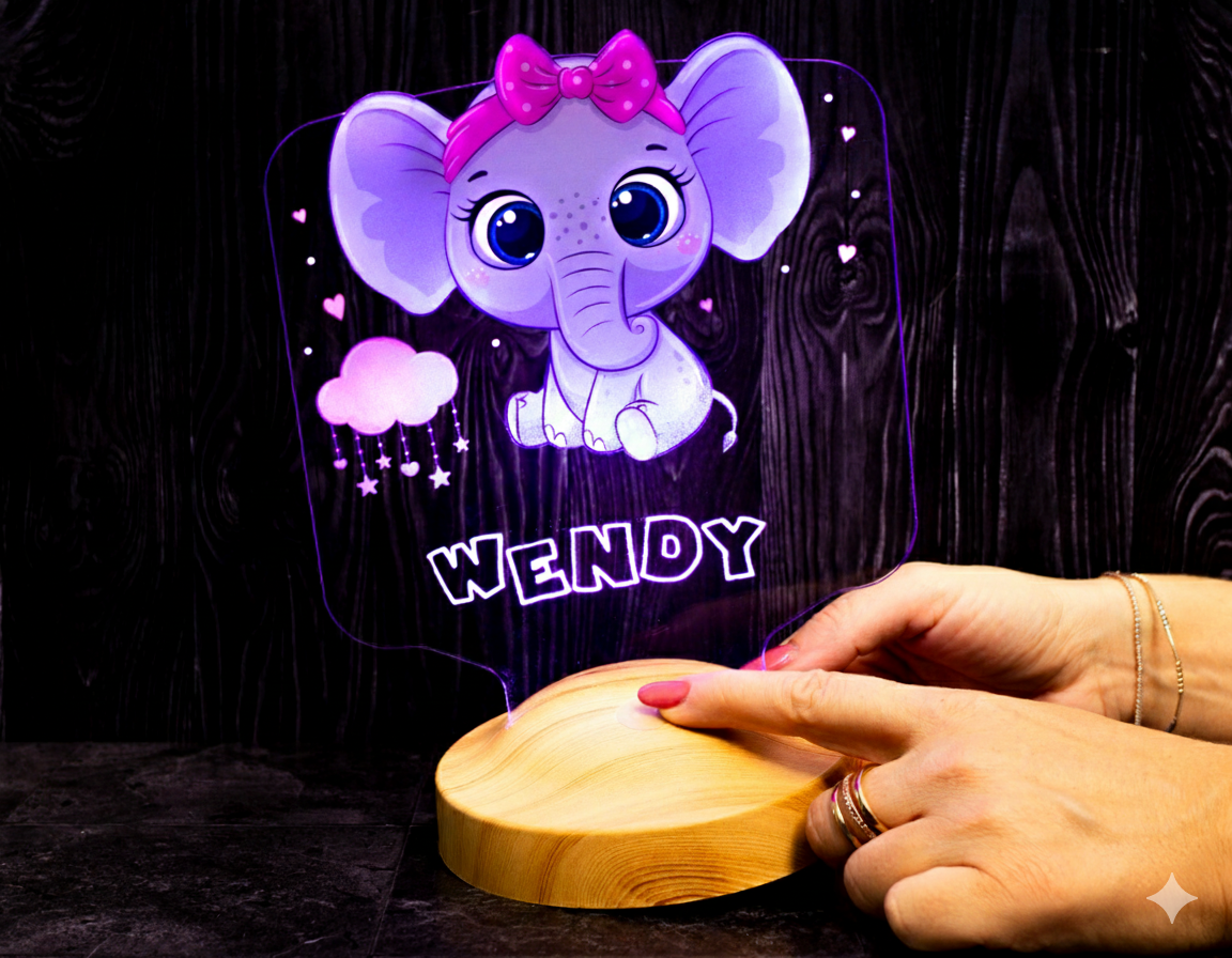 Baby Elefant Baby Geschenk, Elefanten LED Lampe als Nachttisch fürs Kinderzimmer