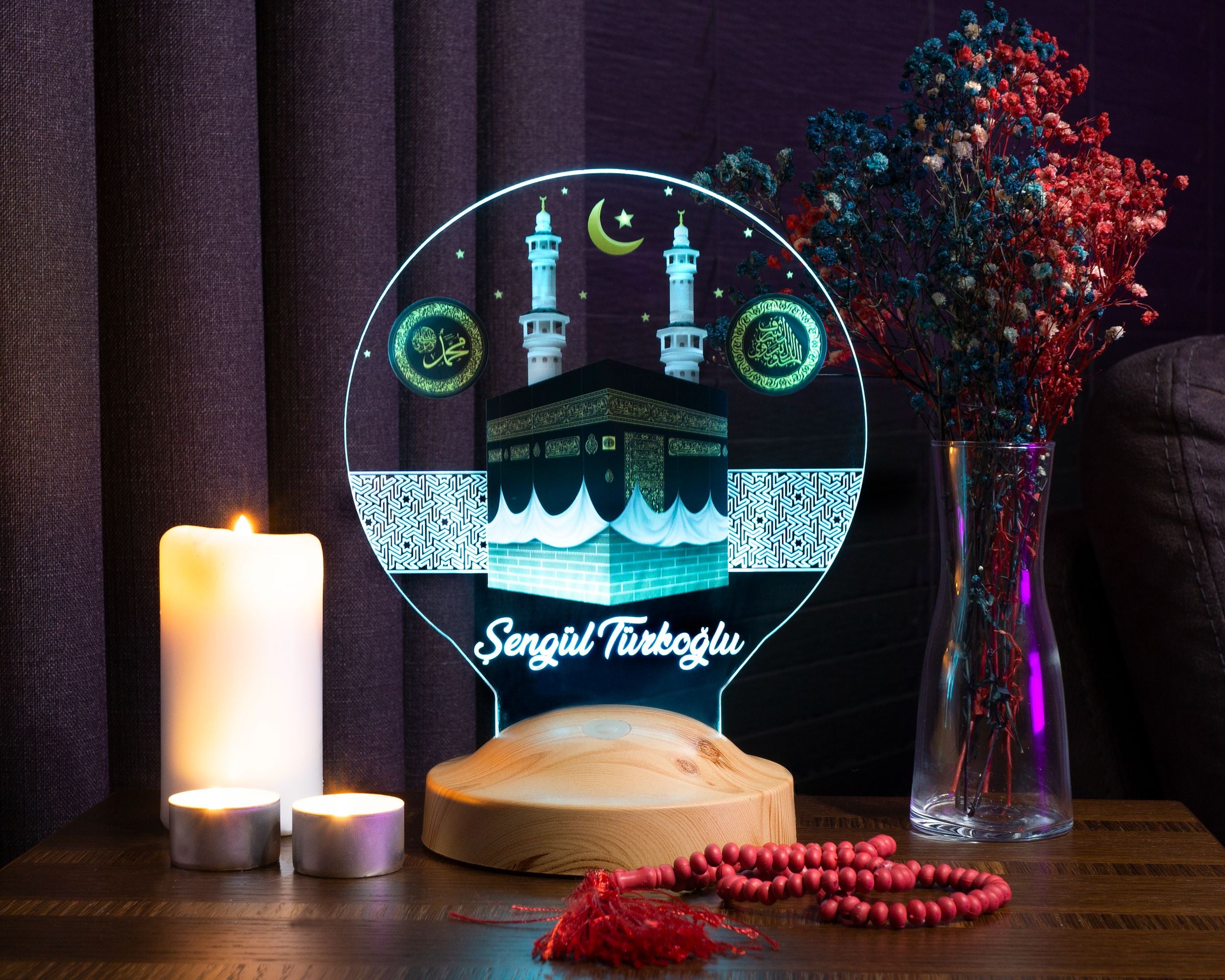 Kaaba Ramadan Deko Islamische Eid Mubarak Dekoration 3D Led Lampe